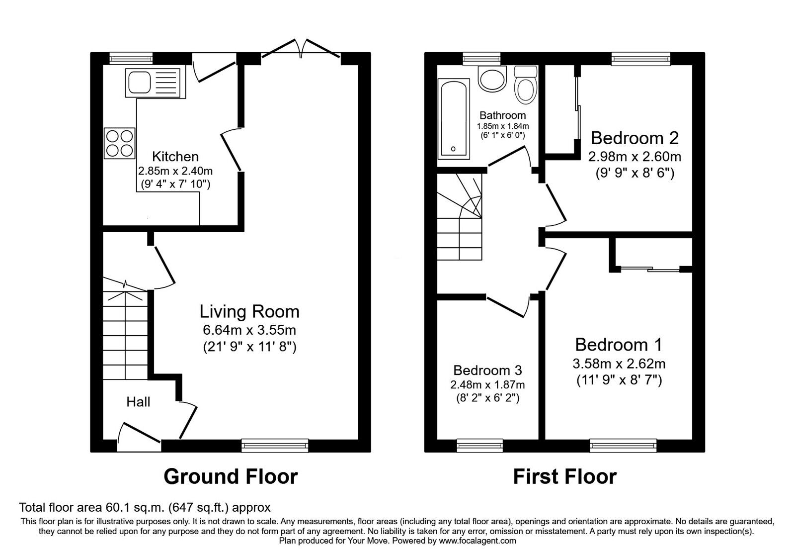 Floorplan of 3 bedroom Mid Terrace House for sale, Ochil View, Shieldhill, Stirlingshire, FK1