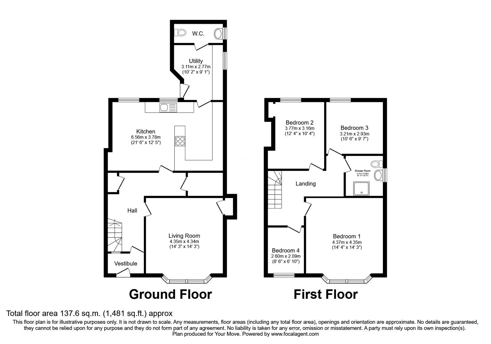 Floorplan of 4 bedroom Semi Detached House for sale, Harburn Road, West Calder, West Lothian, EH55