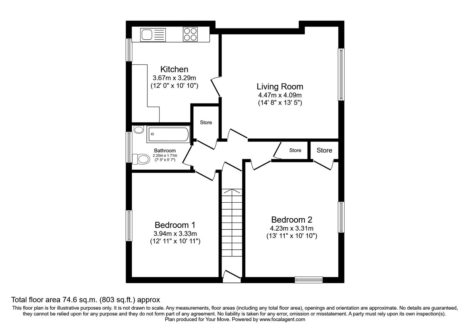 Floorplan of 2 bedroom  Flat for sale, Thornbridge Road, Falkirk, Stirlingshire, FK2