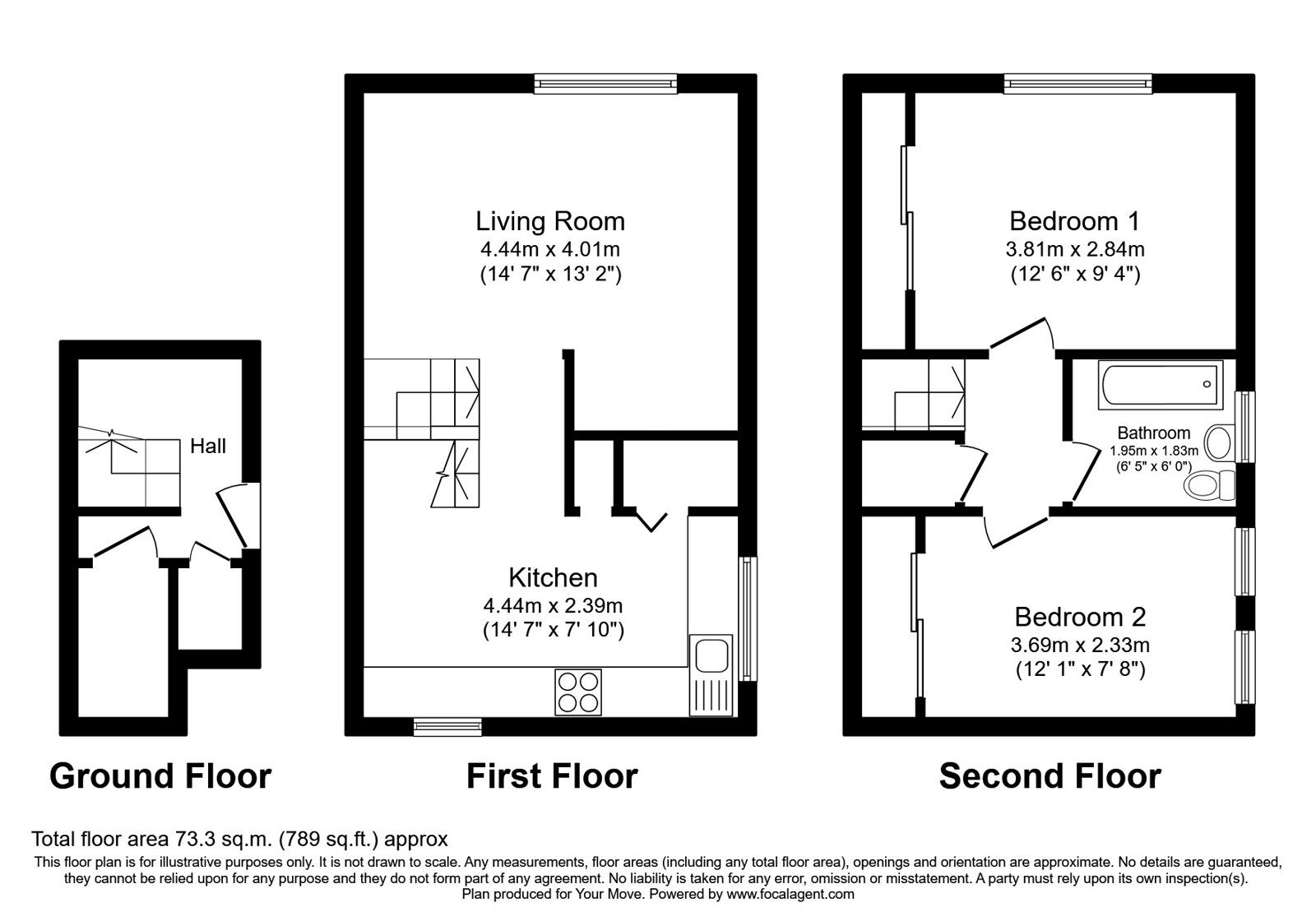 Floorplan of 2 bedroom Mid Terrace House for sale, Whitelaw Drive, Bathgate, West Lothian, EH48