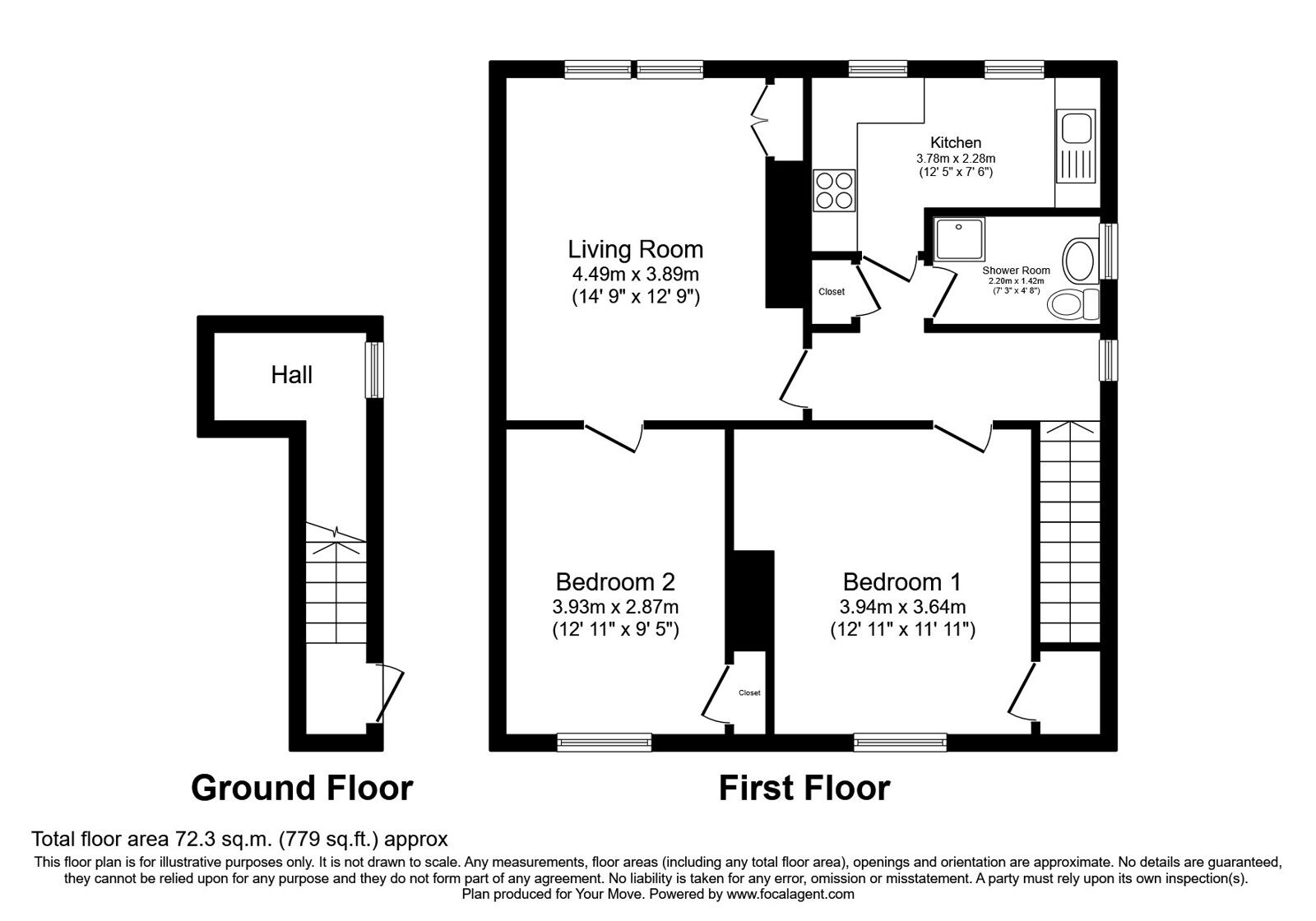 Floorplan of 2 bedroom  Flat for sale, Sutton Park Crescent, Stenhousemuir, Stirlingshire, FK5