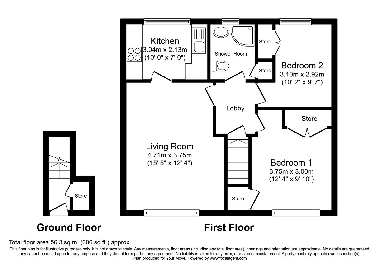 Floorplan of 2 bedroom  Flat for sale, Poolewe Drive, Redding, Stirlingshire, FK2