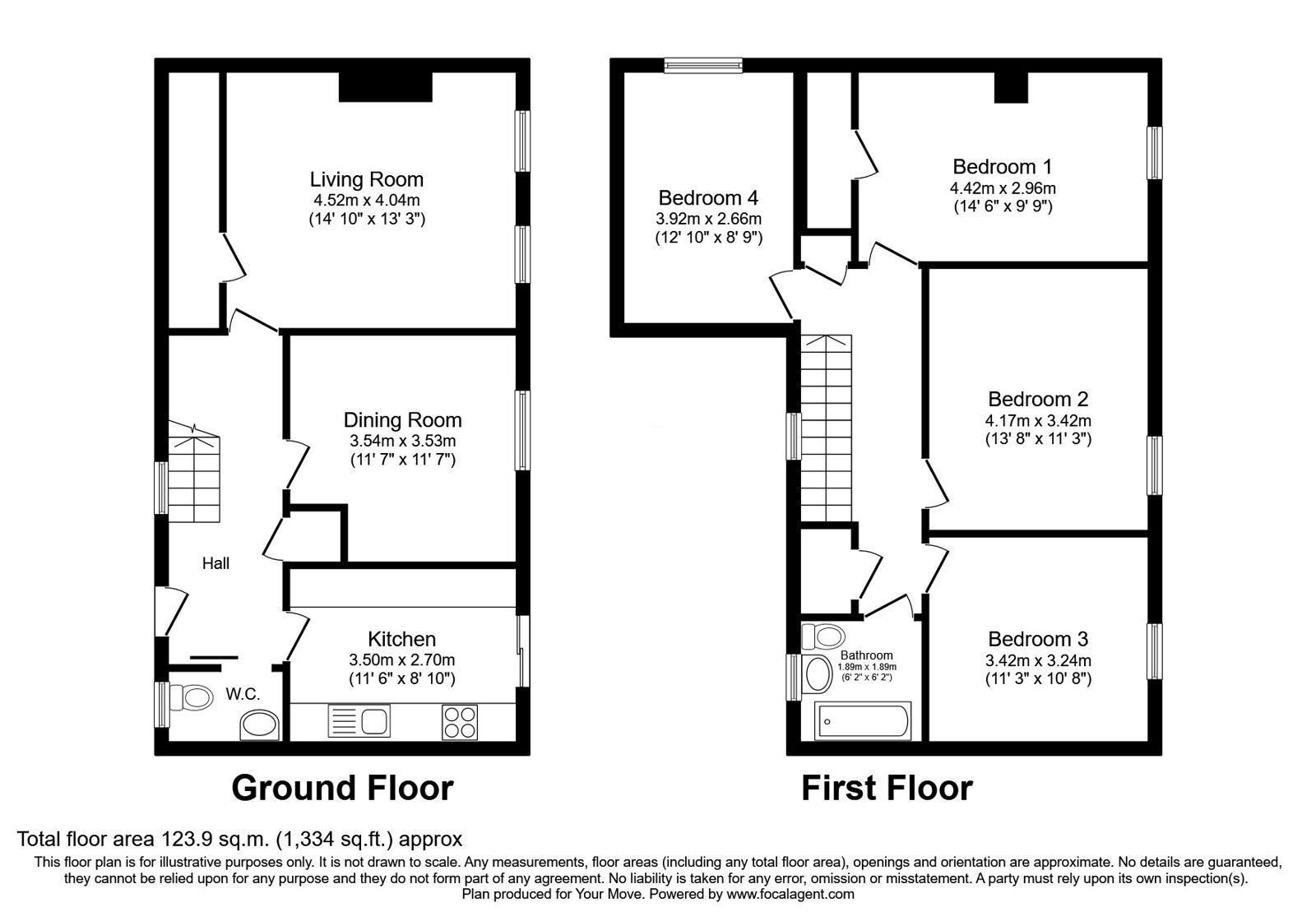 Floorplan of 4 bedroom Mid Terrace House for sale, Cruachan Court, Falkirk, Stirlingshire, FK1