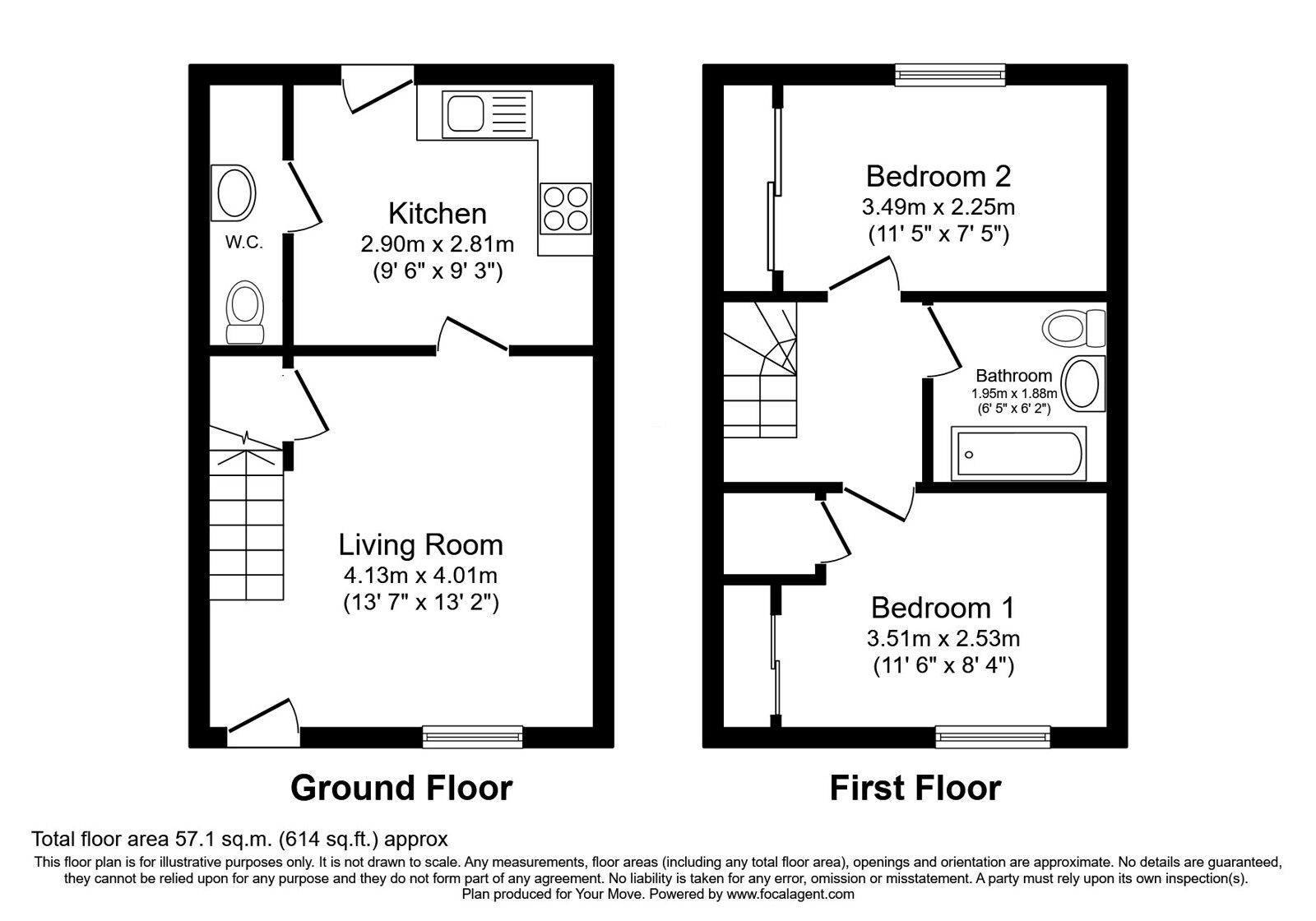 Floorplan of 2 bedroom Mid Terrace House for sale, Forth Wynd, Falkirk, Stirlingshire, FK2