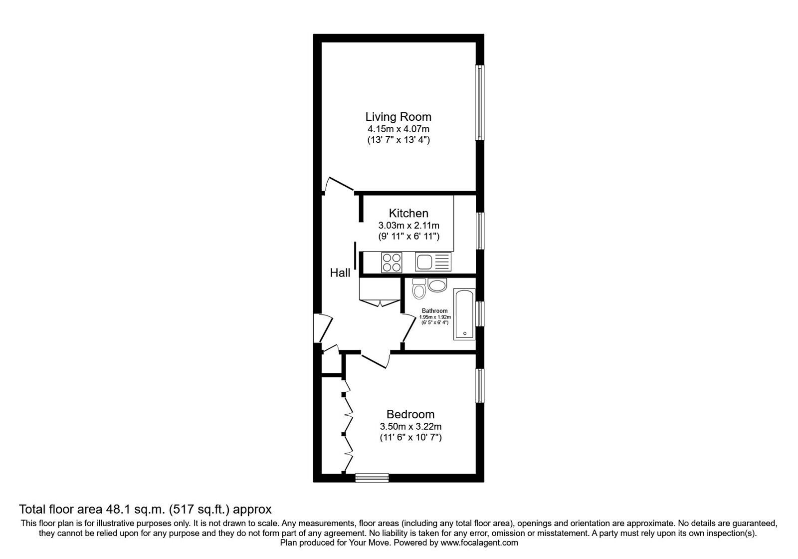 Floorplan of 1 bedroom  Flat for sale, Cedar Road, Cumbernauld, Glasgow, G67