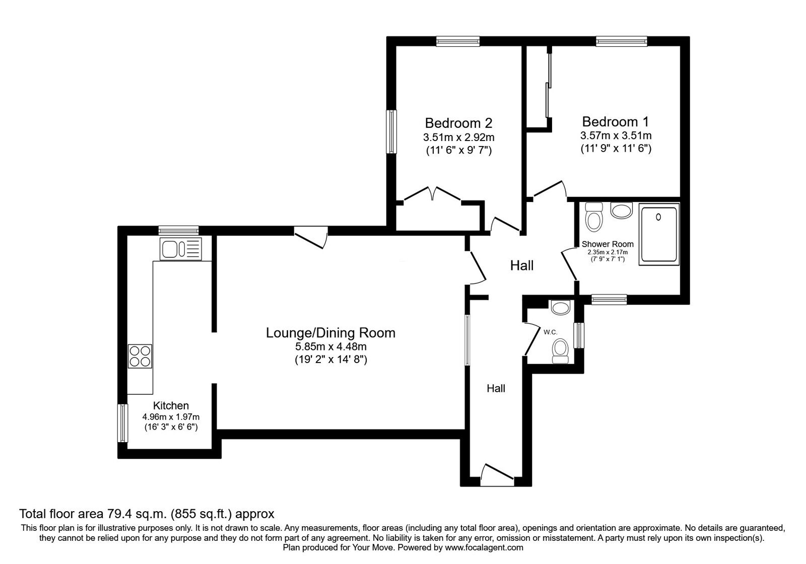 Floorplan of 2 bedroom End Terrace Property for sale, High Street, Falkirk, Stirlingshire, FK1