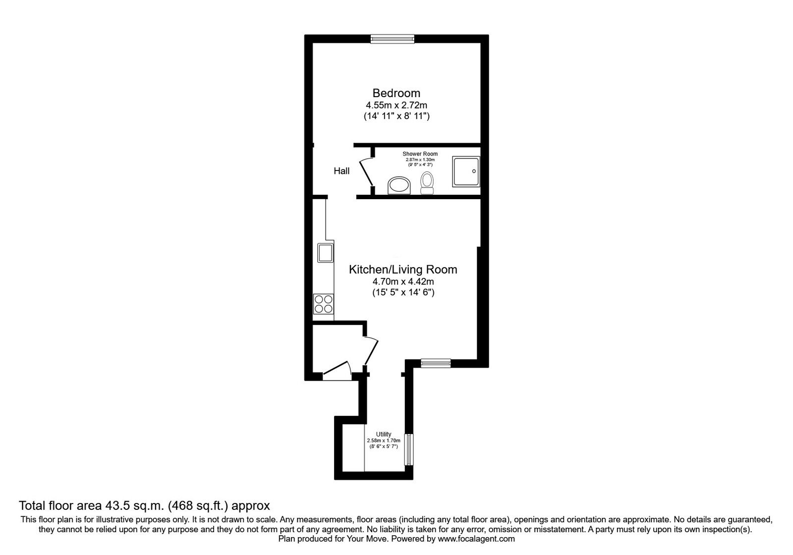 Floorplan of 1 bedroom  Flat for sale, Thornhill Road, Falkirk, Stirlingshire, FK2