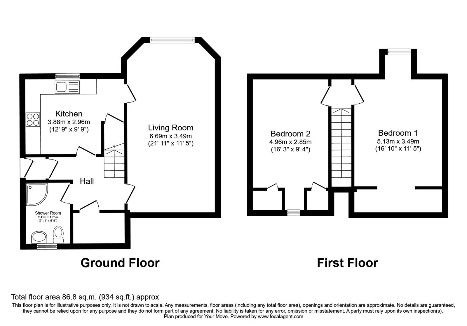 Floorplan of 2 bedroom  Flat for sale, Canal Street, Camelon, Falkirk, FK1
