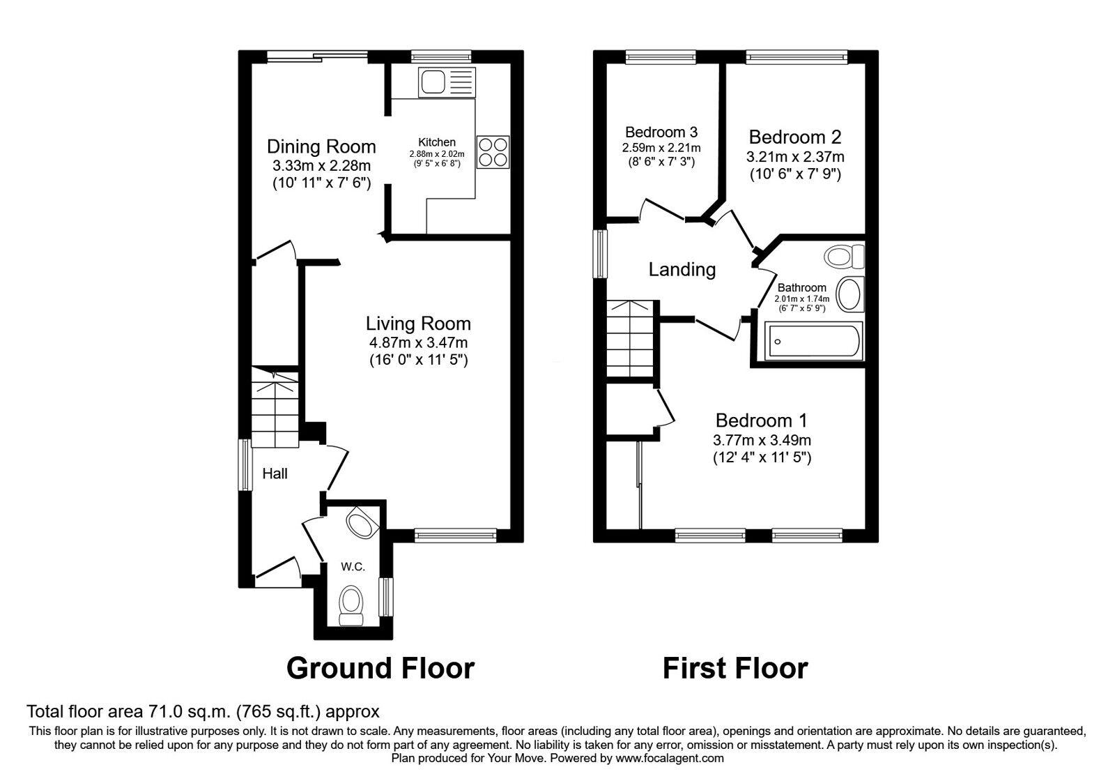 Floorplan of 3 bedroom Semi Detached House for sale, Kennedy Way, Airth, Stirlingshire, FK2