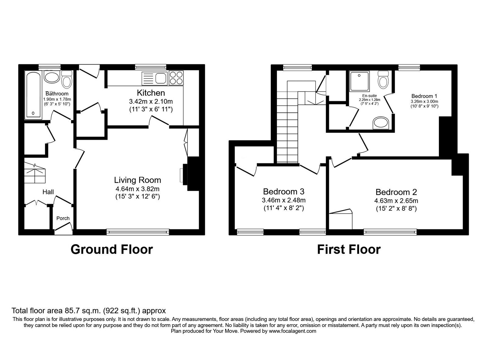 Floorplan of 3 bedroom Mid Terrace House for sale, Glebe Road, Uphall, West Lothian, EH52