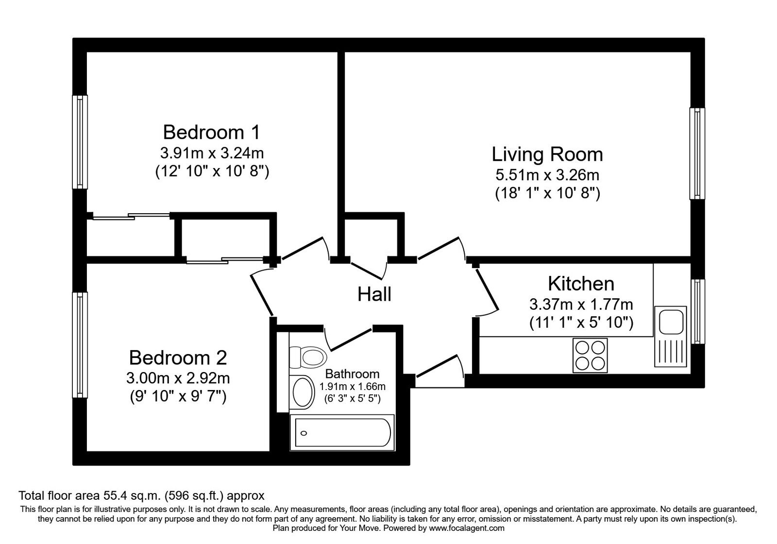 Floorplan of 2 bedroom  Flat for sale, Wallace Mill Gardens, Mid Calder, West Lothian, EH53