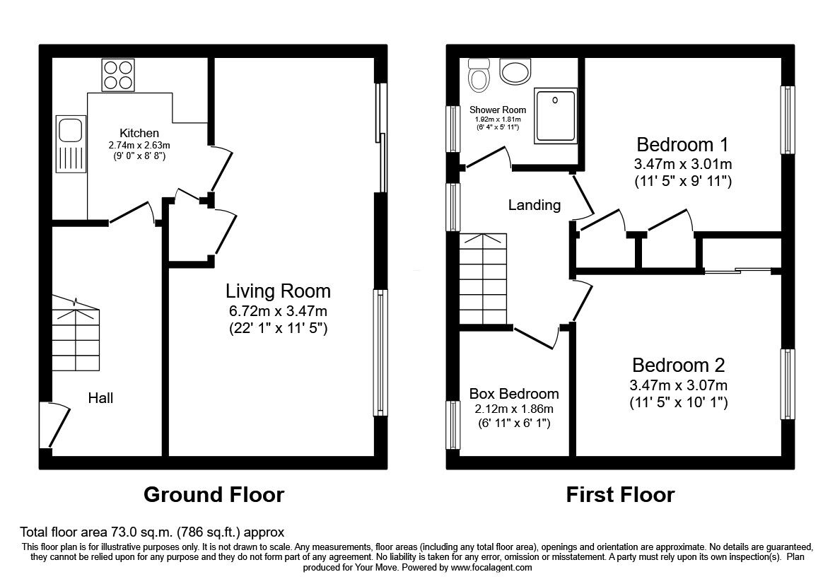 Floorplan of 2 bedroom Mid Terrace House for sale, Labrador Avenue, Livingston, West Lothian, EH54
