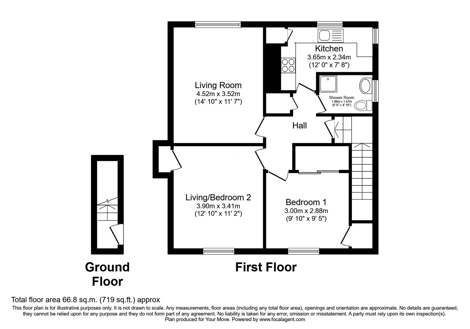 Floorplan of 2 bedroom  Flat for sale, Johnston Avenue, Stenhousemuir, Stirlingshire, FK5