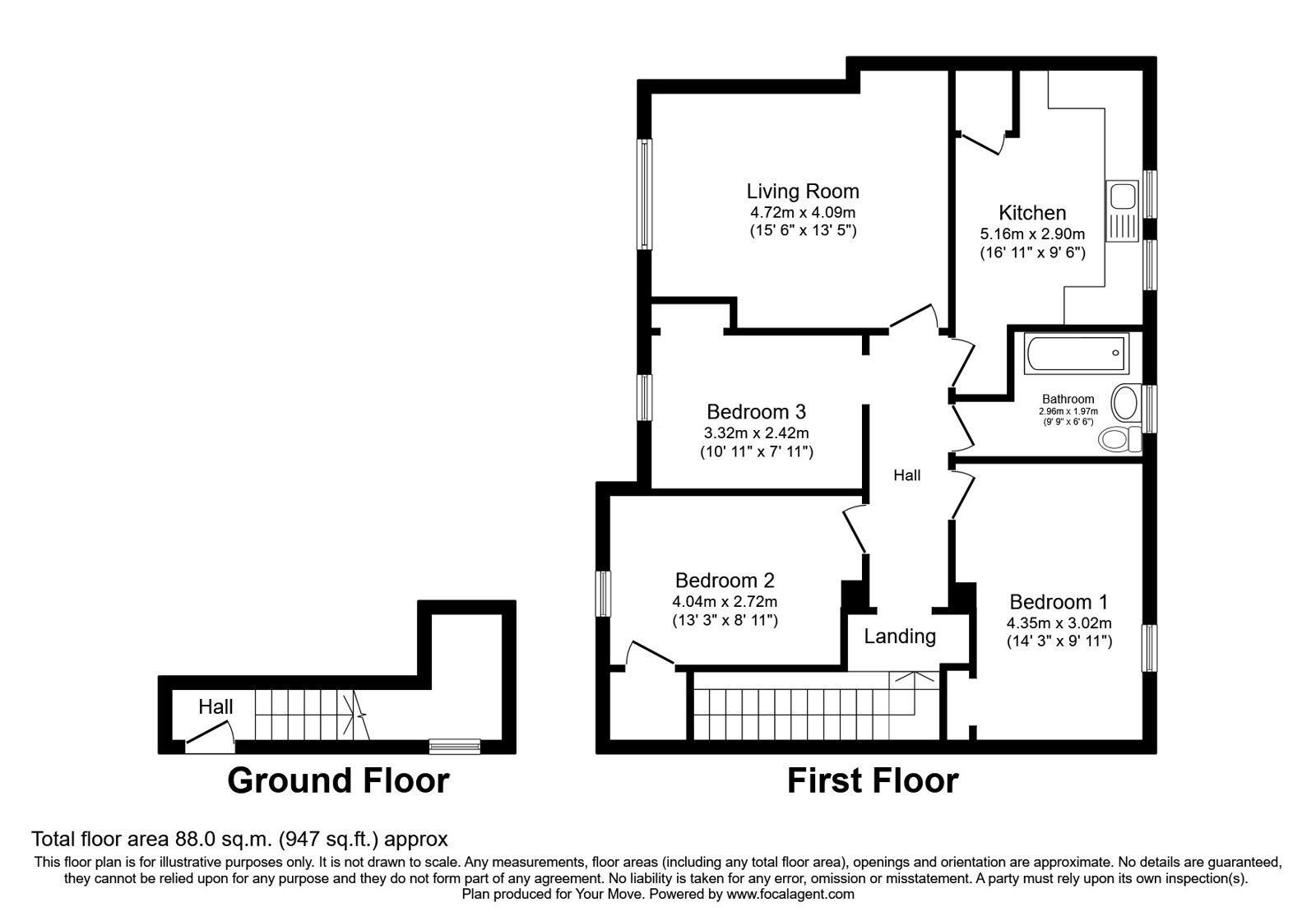 Floorplan of 3 bedroom  Flat for sale, Haugh Street, Falkirk, Stirlingshire, FK2
