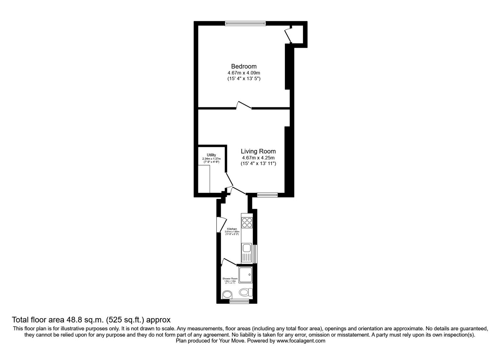 Floorplan of 1 bedroom  Flat for sale, Union Road, Camelon, Stirlingshire, FK1