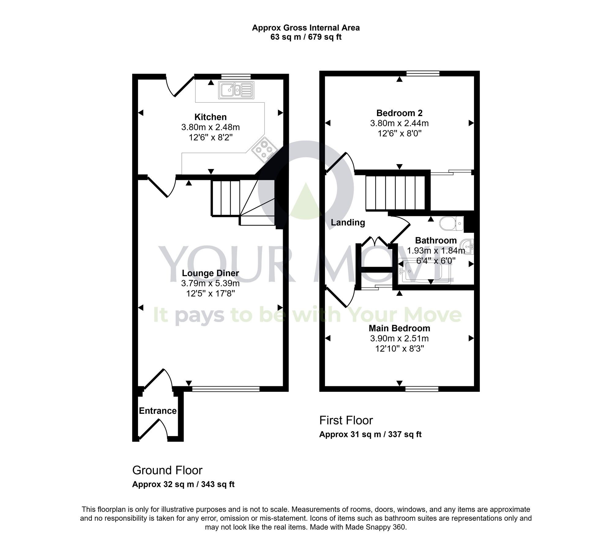 Floorplan of 2 bedroom Mid Terrace House for sale, Burghmuir Court, Linlithgow, West Lothian, EH49