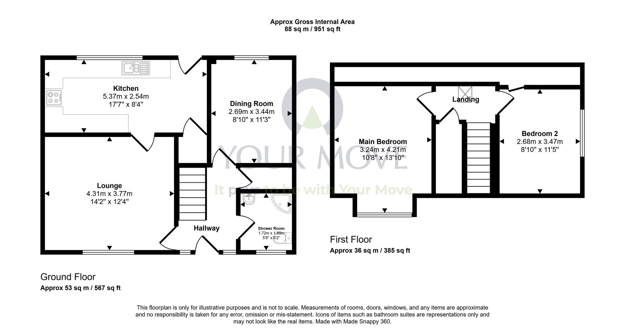 Floorplan of 2 bedroom End Terrace House for sale, Rose Terrace, Stenhousemuir, Stirlingshire, FK5