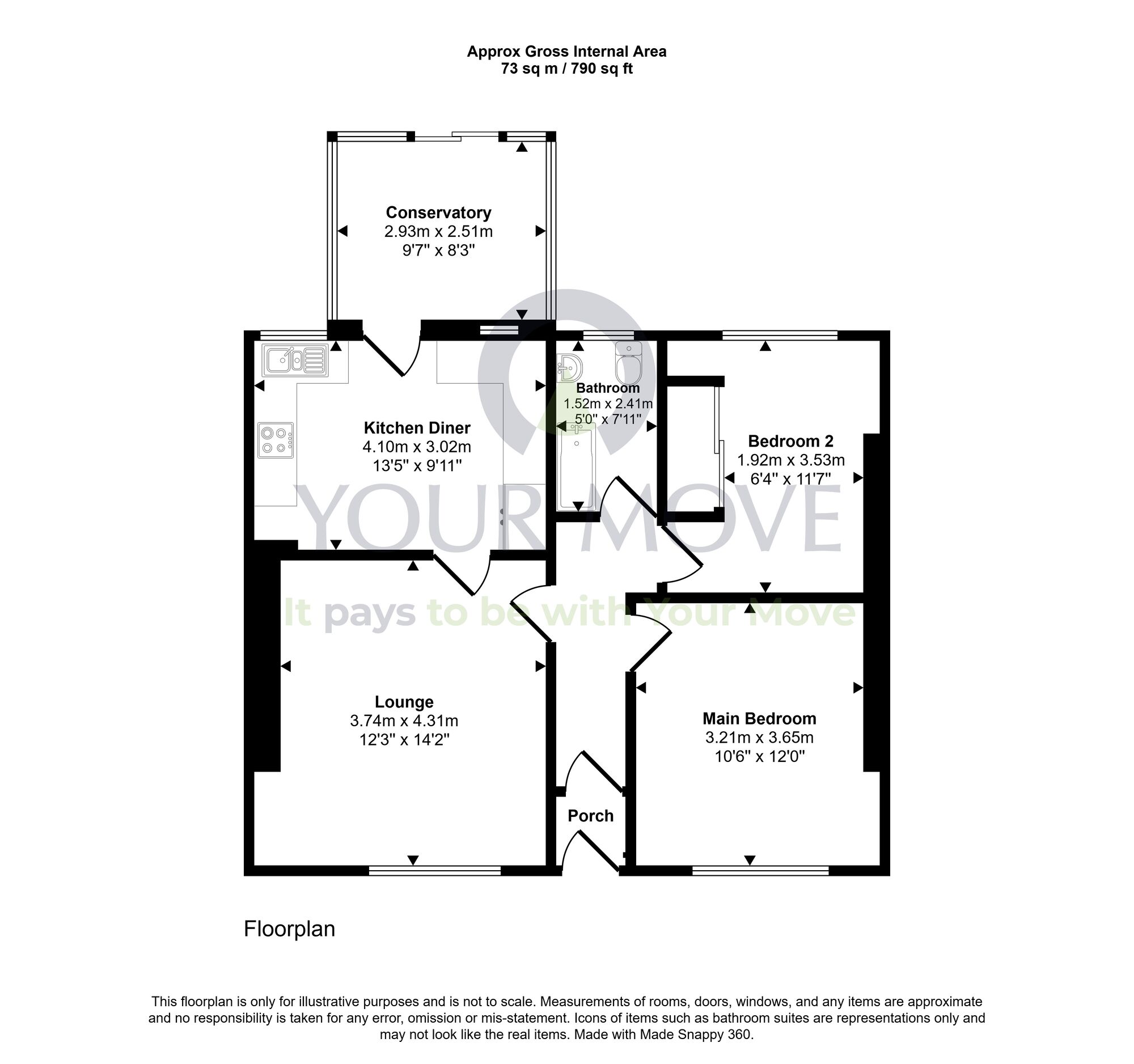 Floorplan of 2 bedroom Semi Detached Bungalow for sale, Breslin Terrace, Harthill, North Lanarkshire, ML7