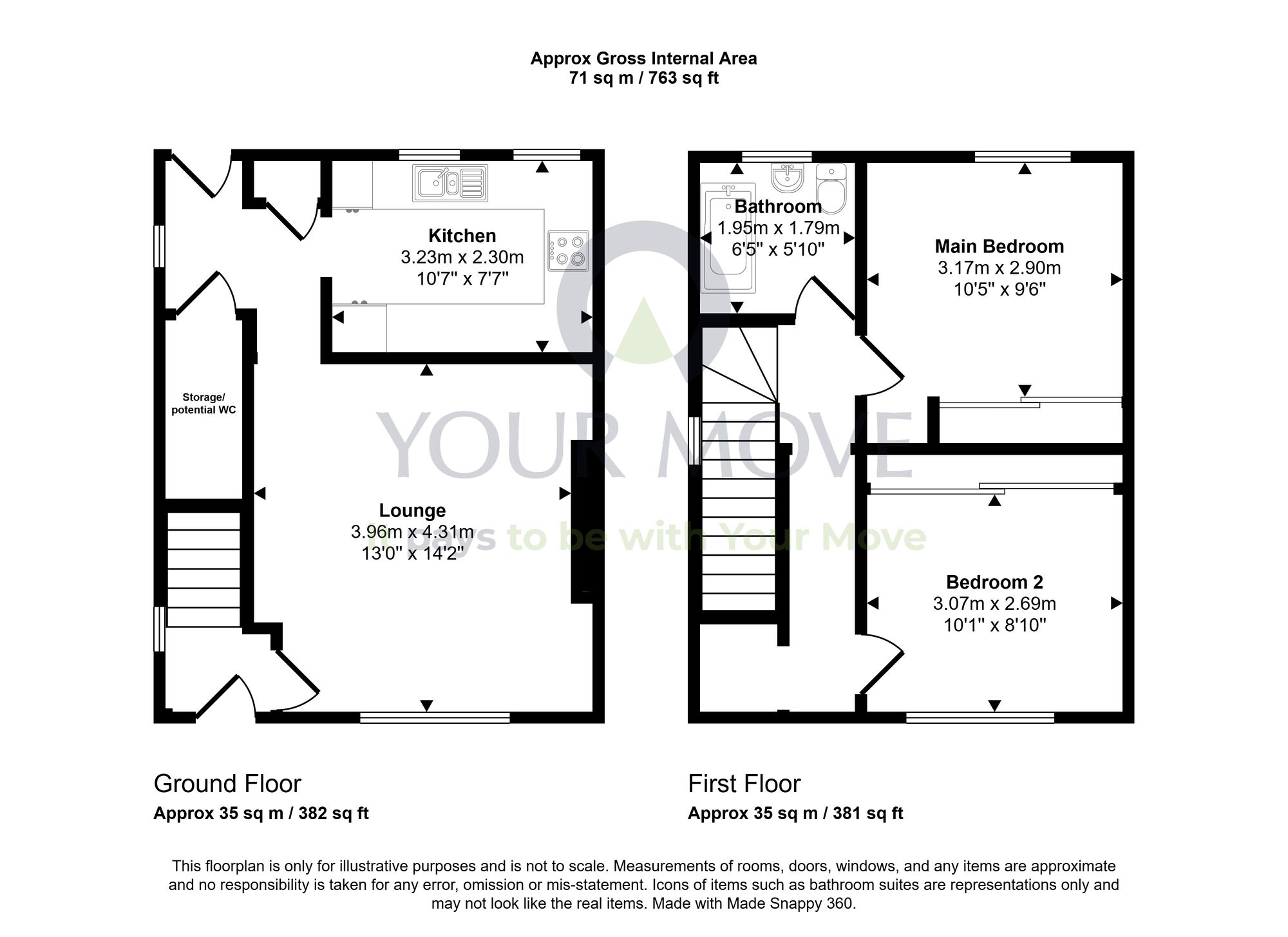 Floorplan of 2 bedroom End Terrace House for sale, Burns Avenue, Grangemouth, Stirlingshire, FK3