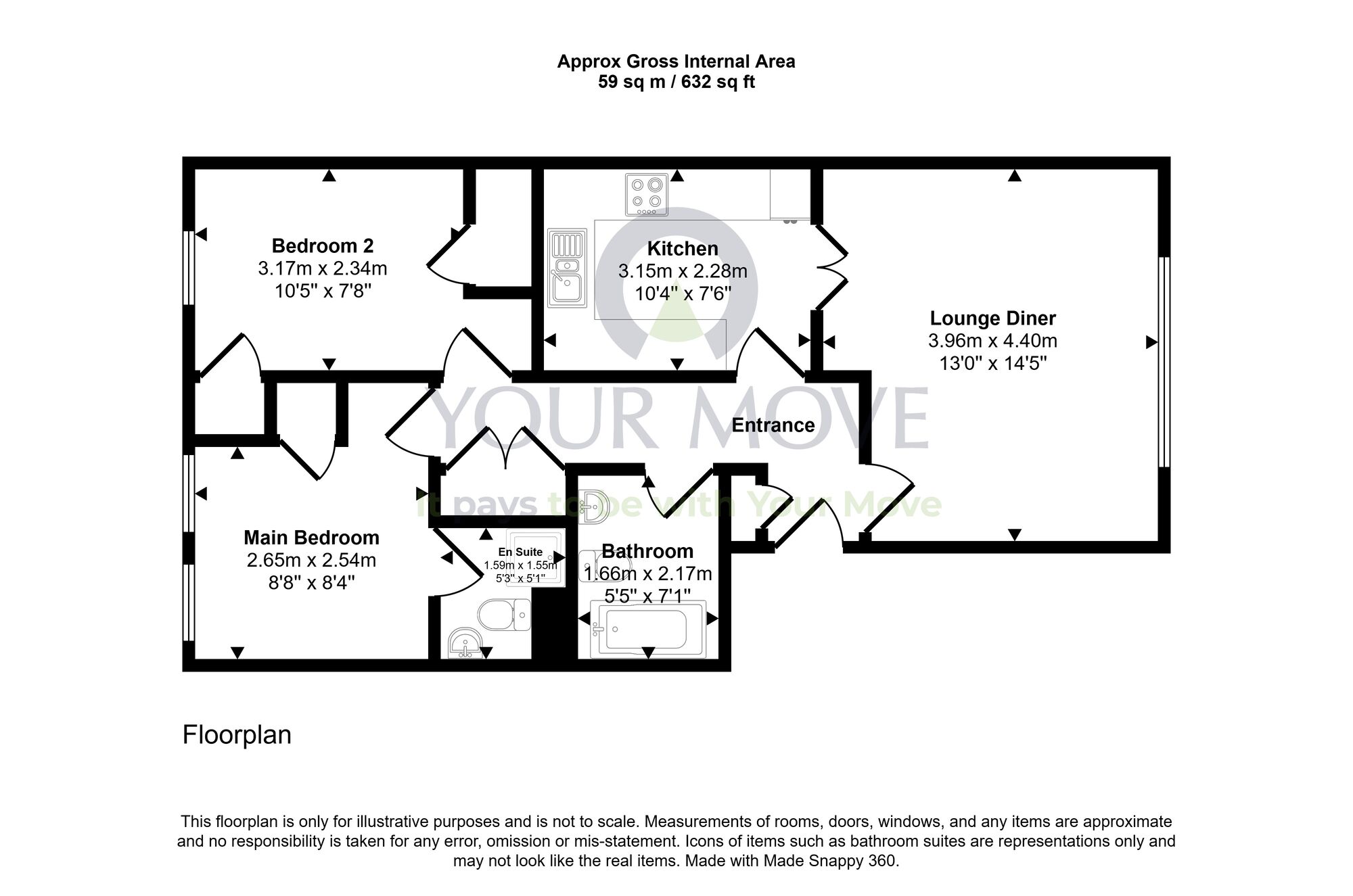 Floorplan of 2 bedroom Flat for sale, James Short Park, Falkirk, FK1