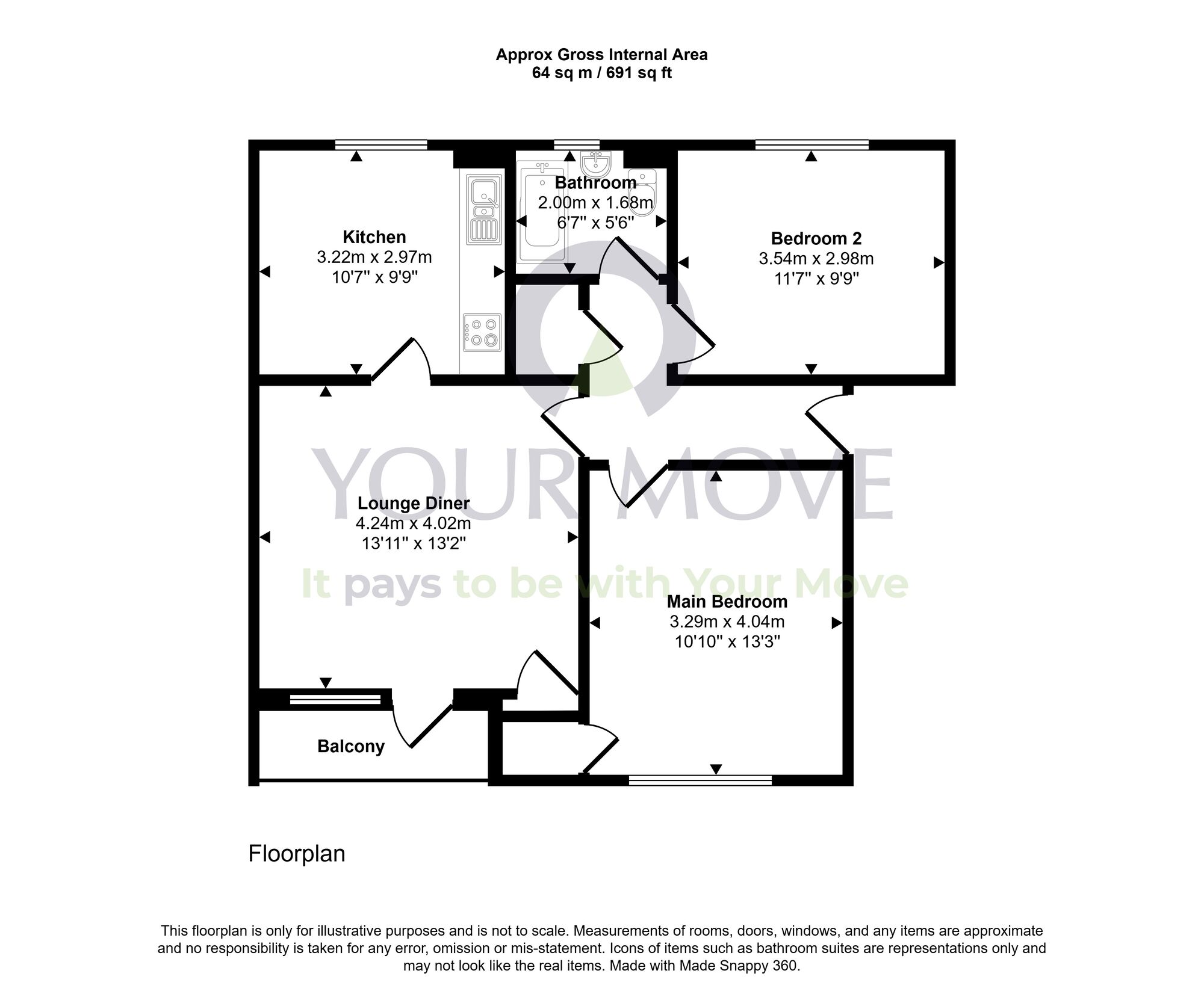 Floorplan of 2 bedroom Flat for sale, Bowhouse Road, Grangemouth, Stirlingshire, FK3