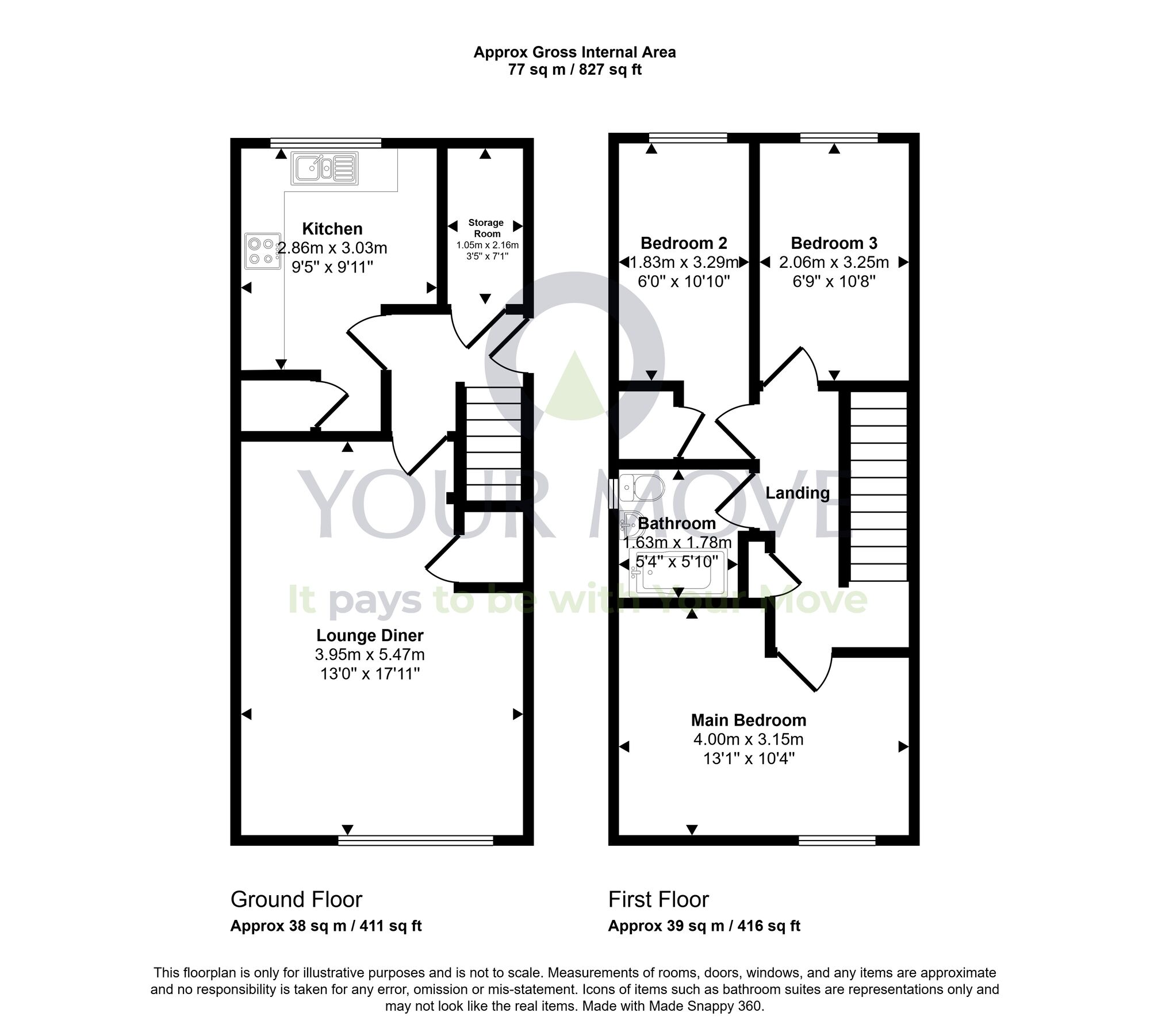 Floorplan of 3 bedroom Flat for sale, Skye Drive, Cumbernauld, Glasgow, G67