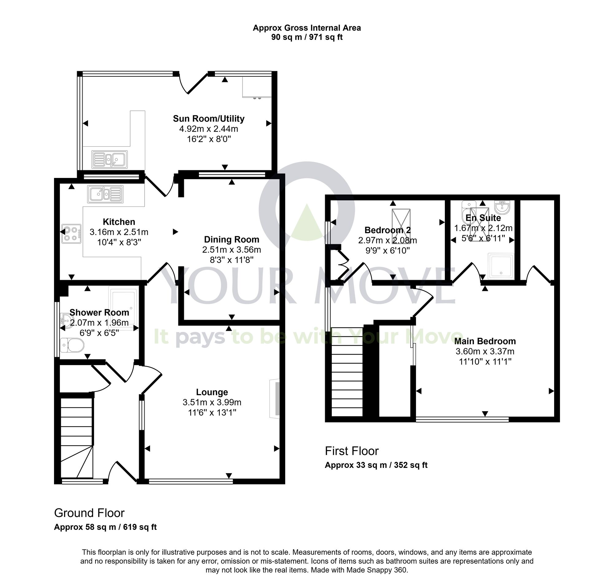 Floorplan of 2 bedroom Semi Detached House for sale, Dumyat Drive, Falkirk, Stirlingshire, FK1