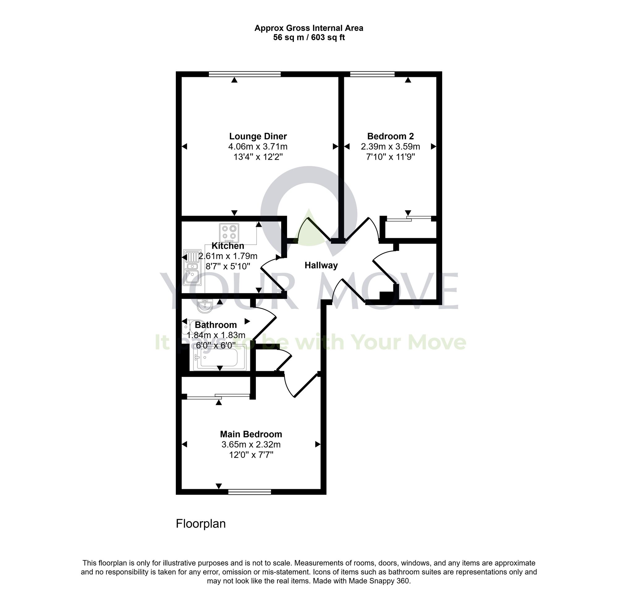 Floorplan of 2 bedroom Flat for sale, Queens Crescent, Livingston, West Lothian, EH54