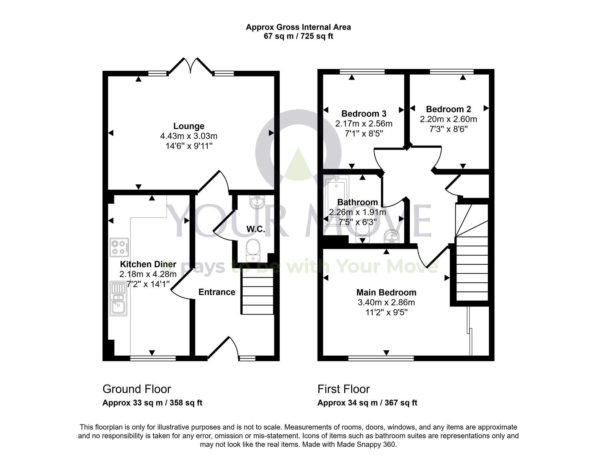 Floorplan of 3 bedroom Mid Terrace House for sale, McLean Crescent, Whitburn, West Lothian, EH47