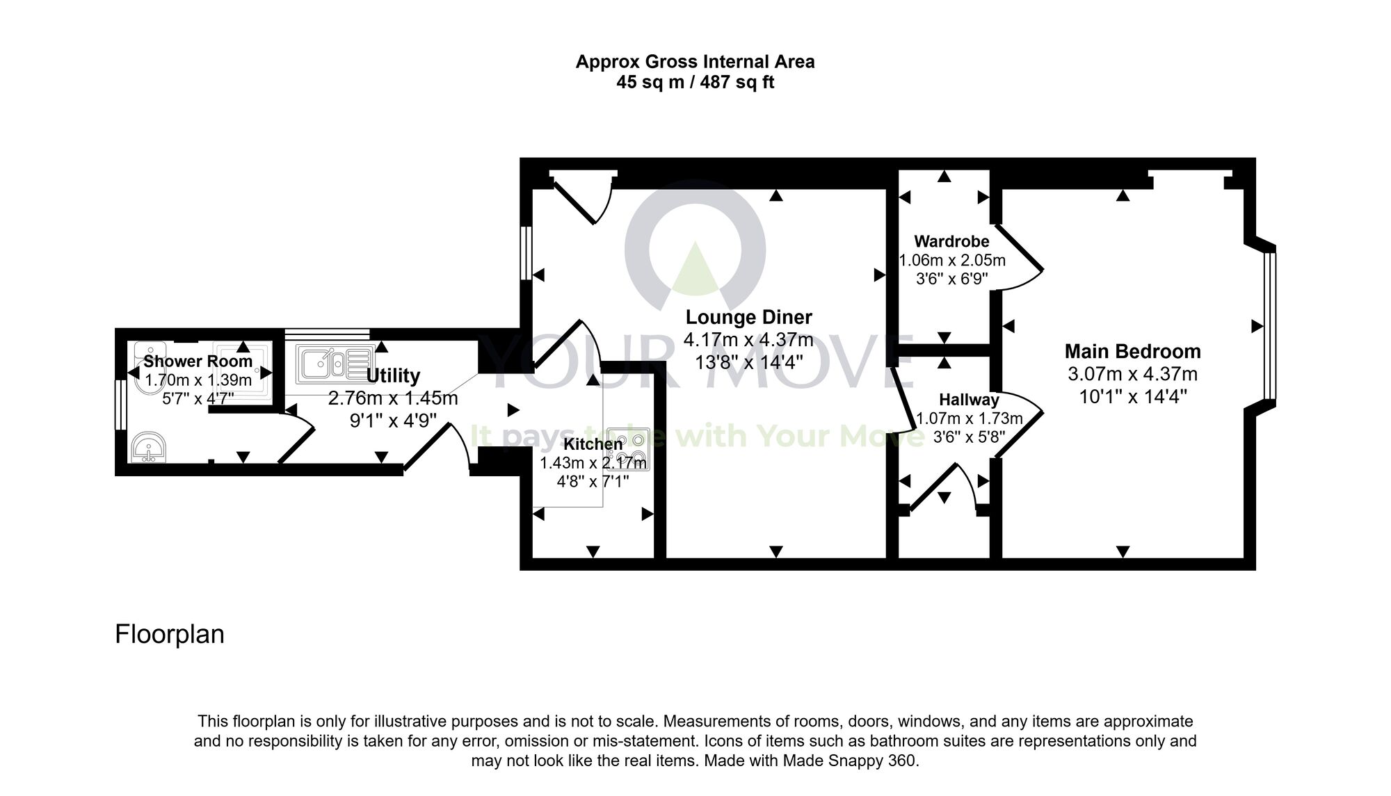 Floorplan of 1 bedroom Flat to rent, Union Road, Camelon, Stirlingshire, FK1
