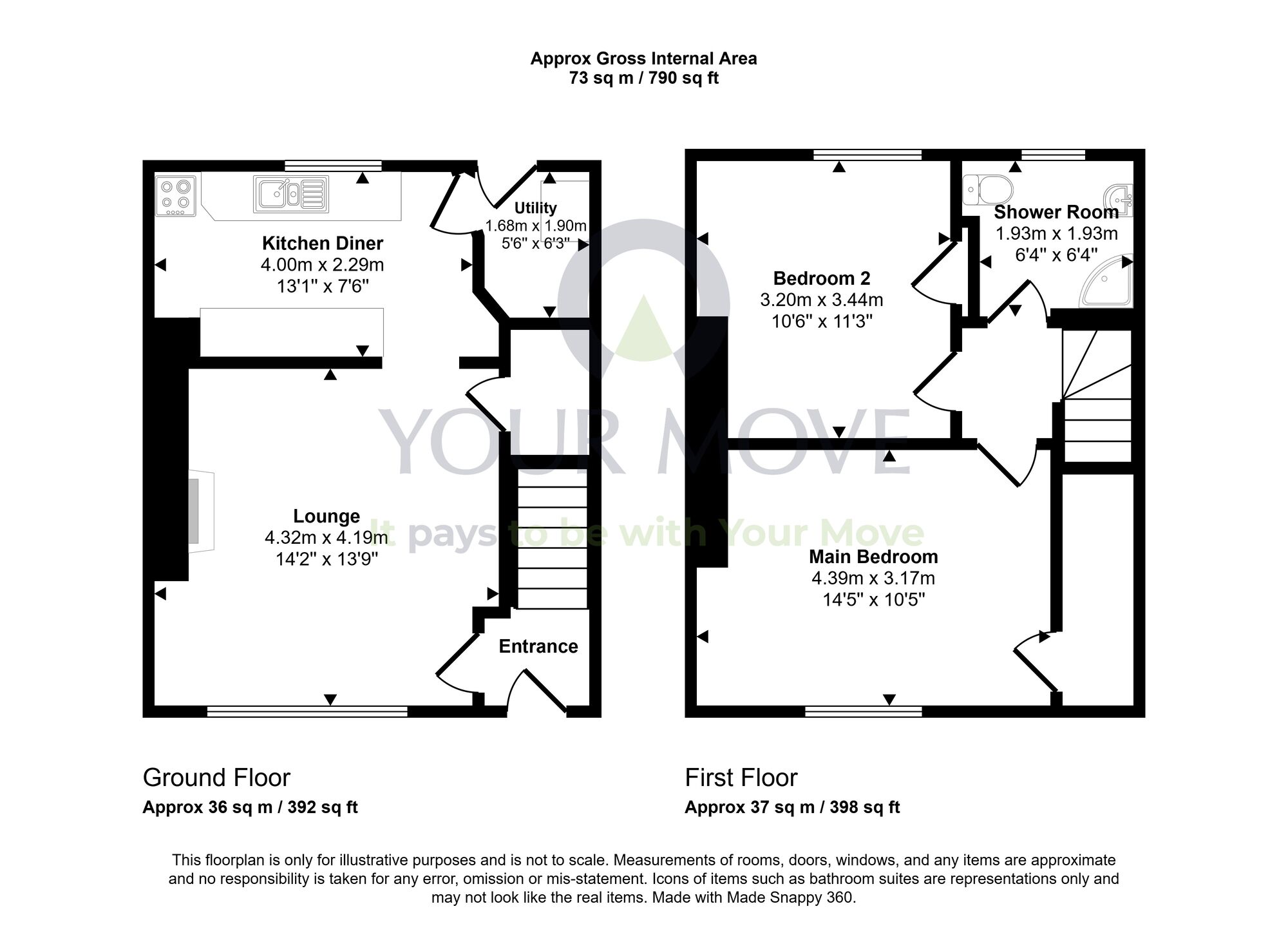 Floorplan of 2 bedroom Mid Terrace House for sale, Zetland Drive, Laurieston, Stirlingshire, FK2