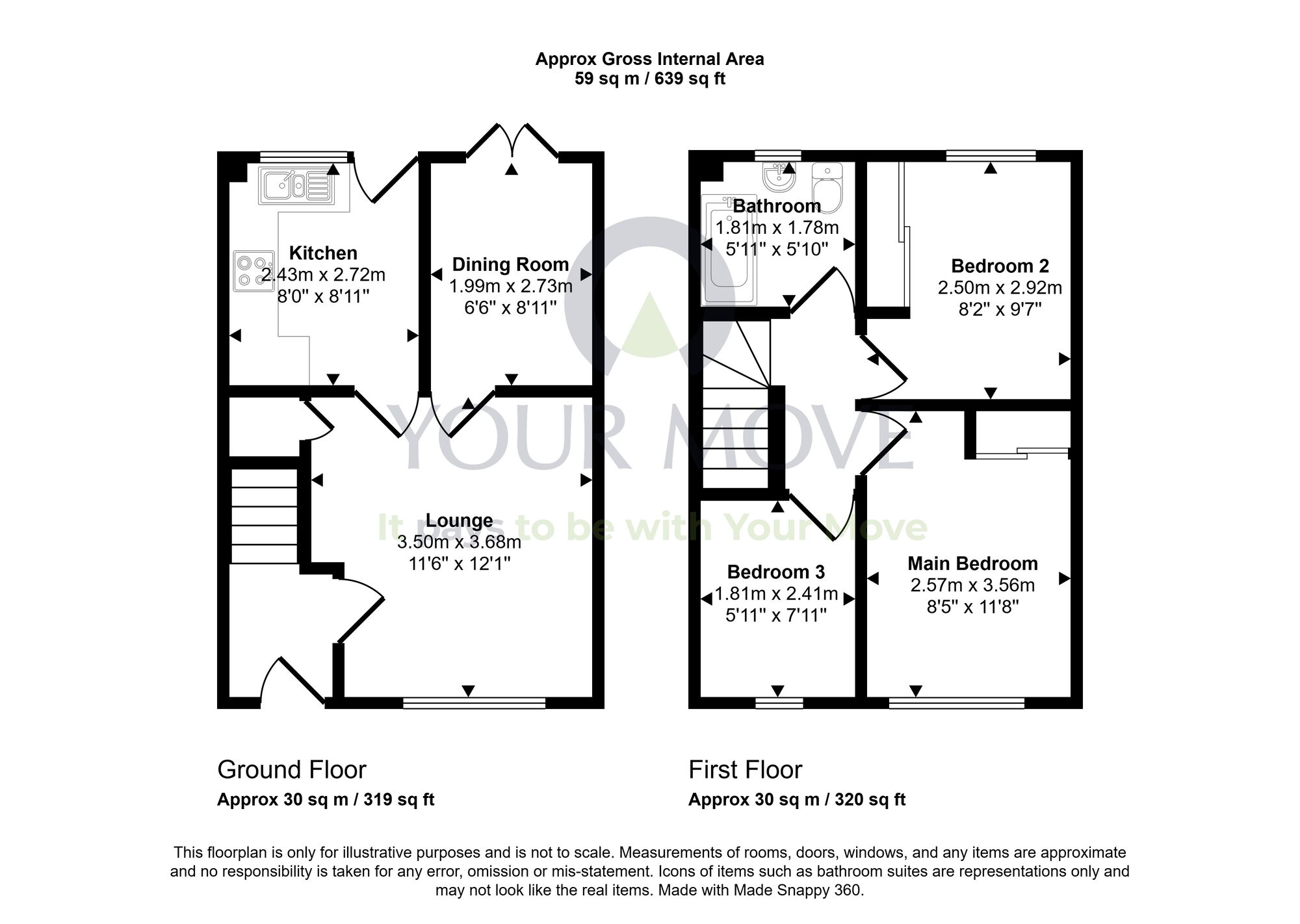 Floorplan of 3 bedroom Mid Terrace House for sale, Ochil View, Shieldhill, Stirlingshire, FK1
