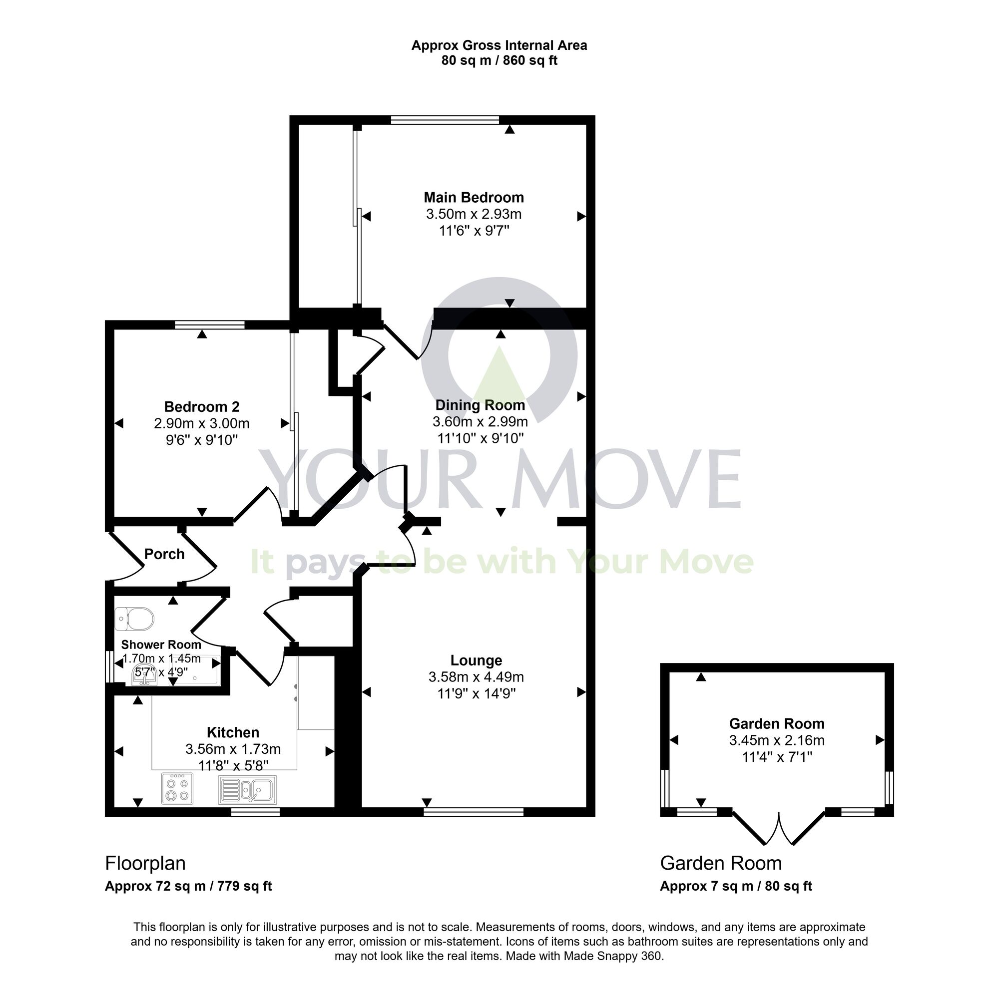 Floorplan of 2 bedroom Semi Detached Bungalow for sale, Netherby Road, Airth, Stirlingshire, FK2