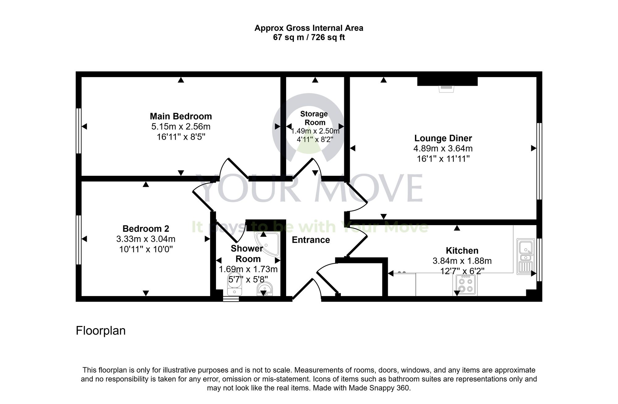 Floorplan of 2 bedroom Flat for sale, Balmalloch Road, Glasgow, North Lanarkshire, G65