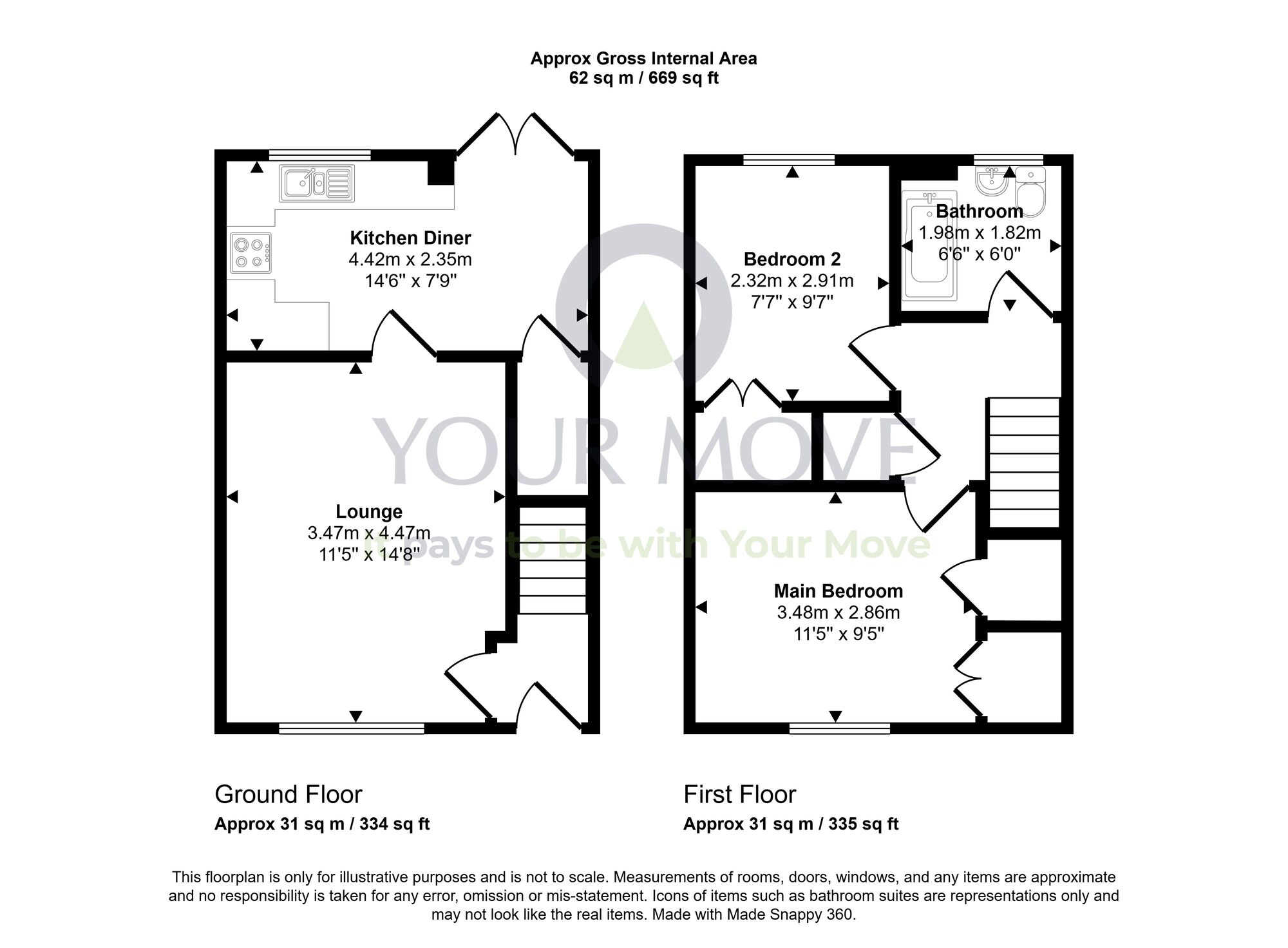 Floorplan of 2 bedroom Mid Terrace House for sale, Stanley Gardens, Maddiston, Stirlingshire, FK2