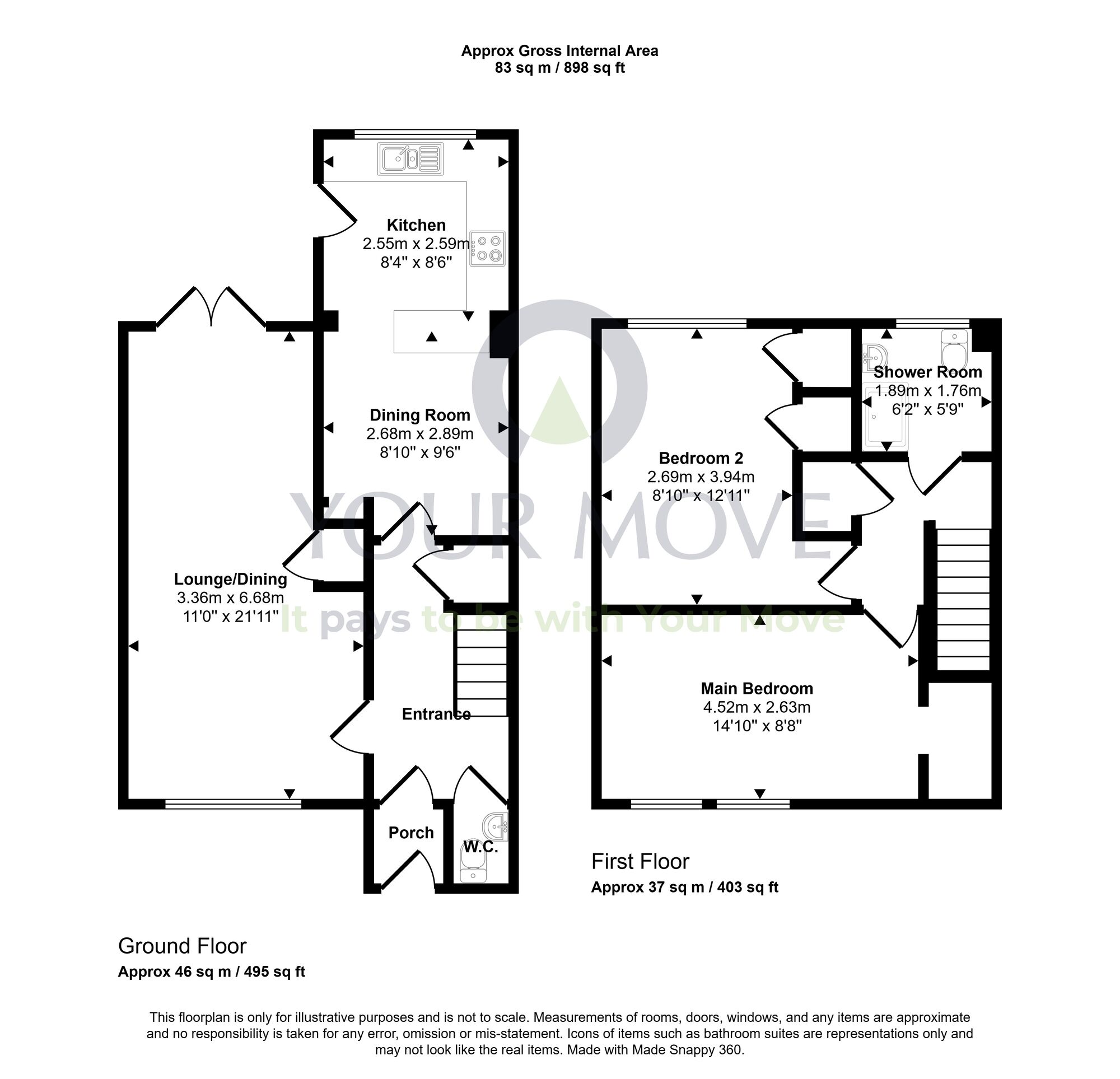 Floorplan of 2 bedroom Mid Terrace House for sale, South Green Drive, Airth, Stirlingshire, FK2
