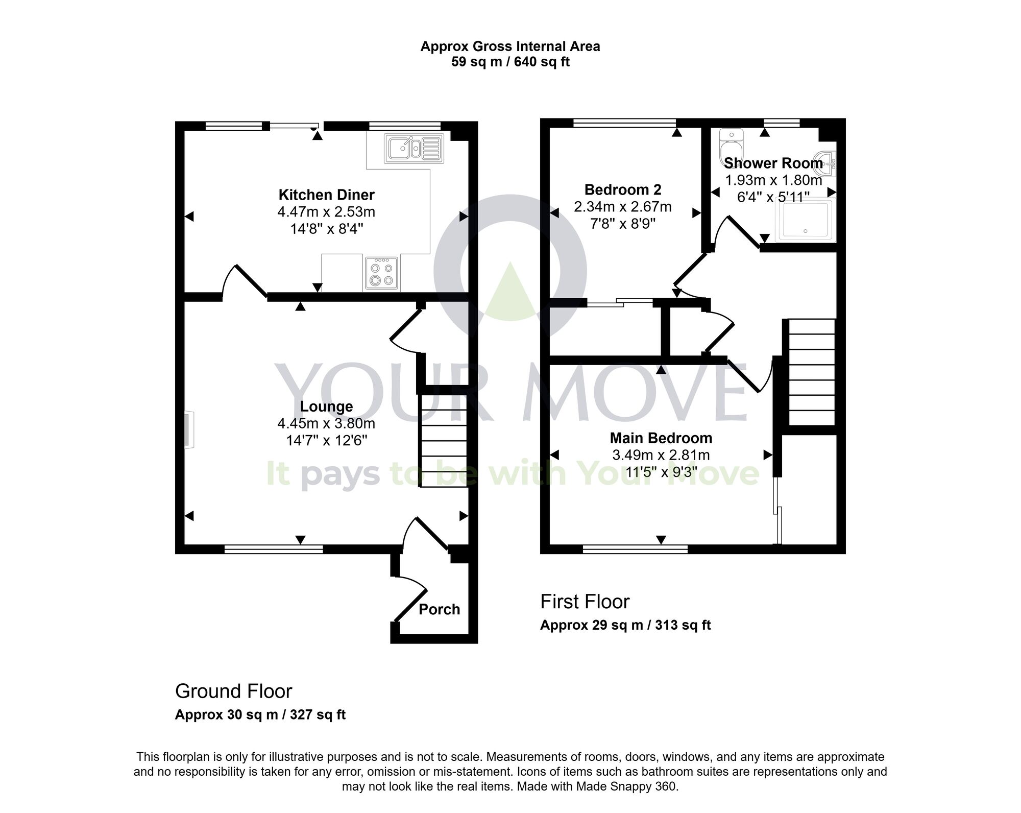 Floorplan of 2 bedroom Semi Detached House for sale, Blenheim Place, Stenhousemuir, Stirlingshire, FK5
