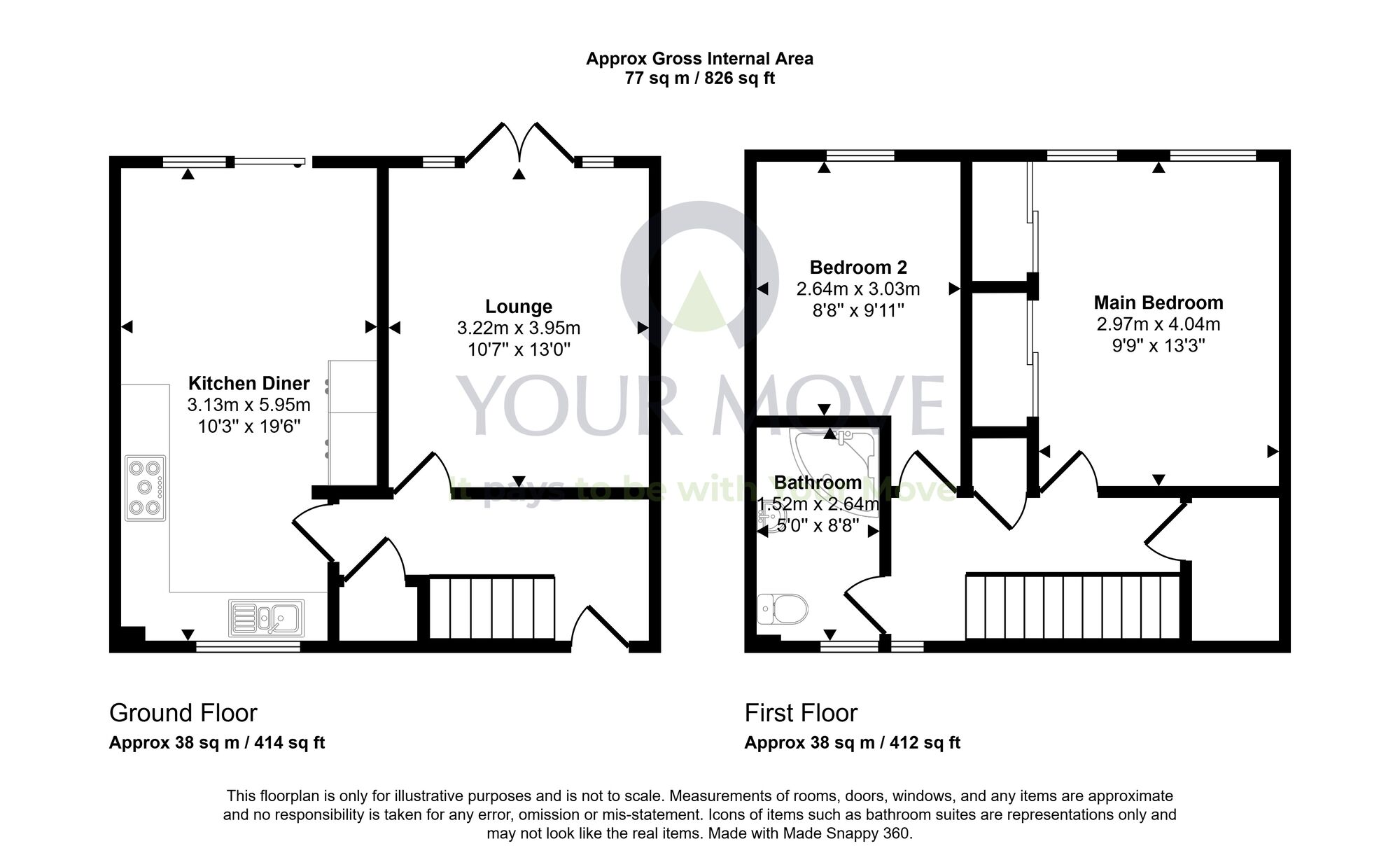Floorplan of 2 bedroom Mid Terrace House for sale, Netherwood Way, Cumbernauld, North Lanarkshire, G68