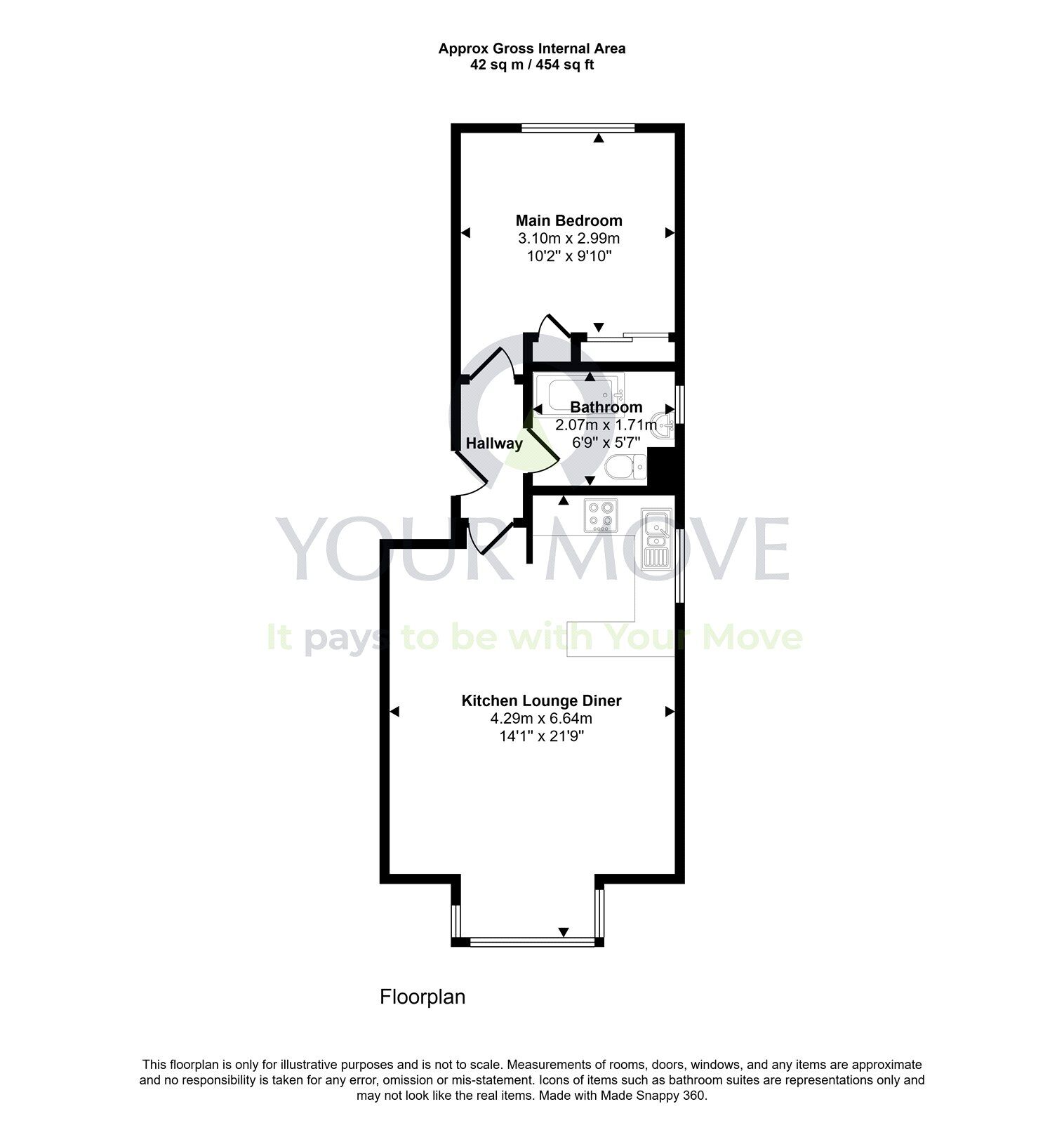 Floorplan of 1 bedroom Flat to rent, Abbey Craig Court, Stirling, Stirlingshire, FK9