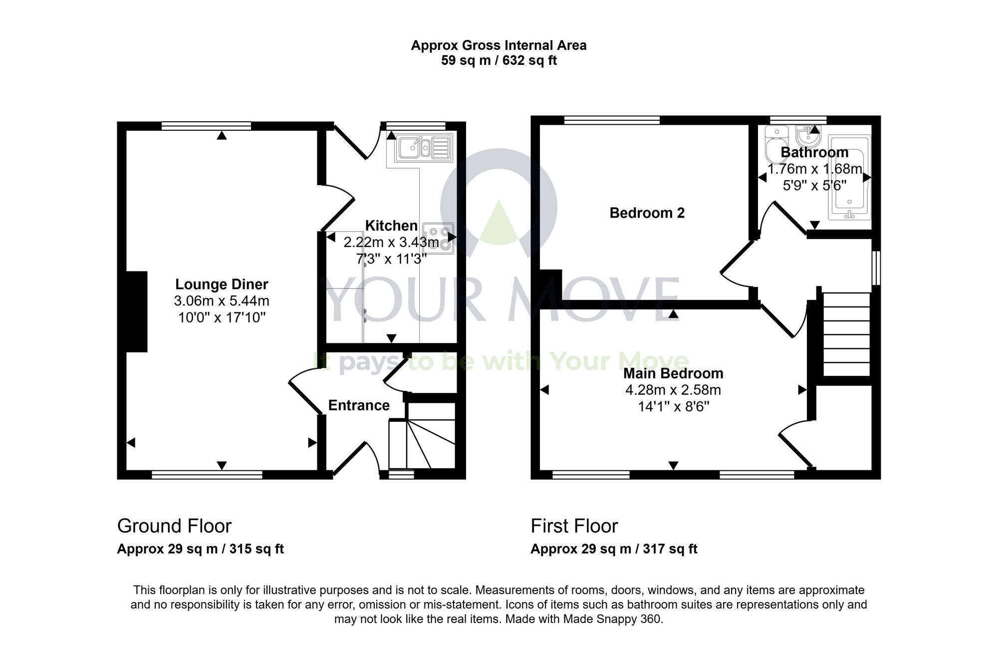 Floorplan of 2 bedroom End Terrace House for sale, Godfrey Avenue, Denny, Stirlingshire, FK6