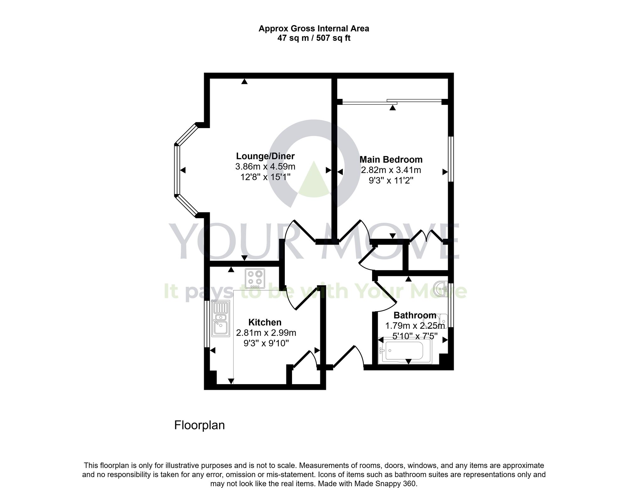 Floorplan of 1 bedroom Flat for sale, Meikle Inch Lane, Bathgate, West Lothian, EH48