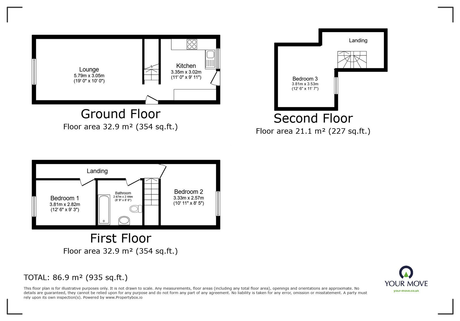 Floorplan of 3 bedroom Mid Terrace House to rent, Tudor Cottages Water Lane, Ospringe, Kent, ME13