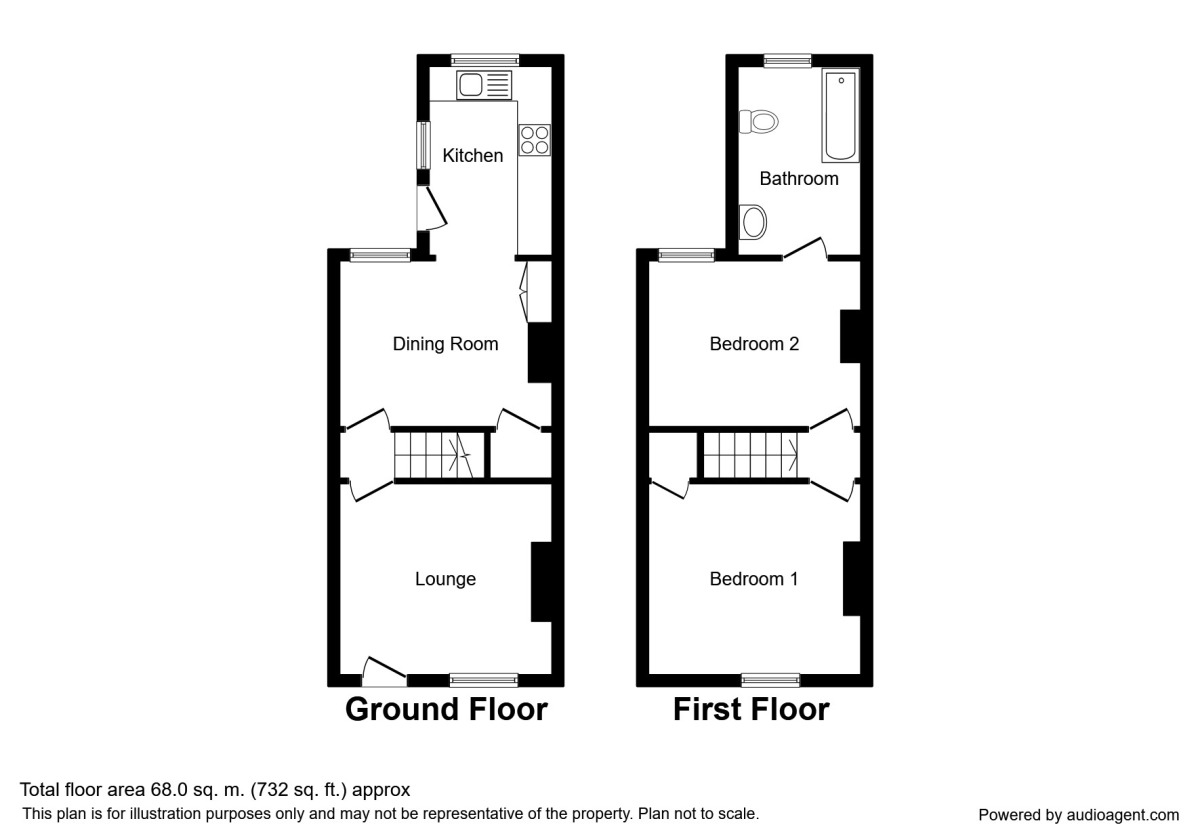 Floorplan of 2 bedroom Mid Terrace House to rent, Westgate Road, Faversham, Kent, ME13
