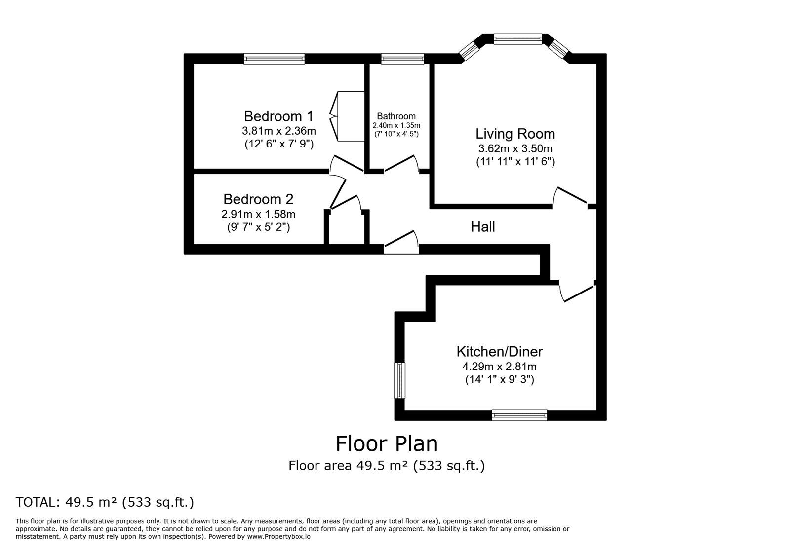 Floorplan of 2 bedroom Flat to rent, South Road, Faversham, Kent, ME13