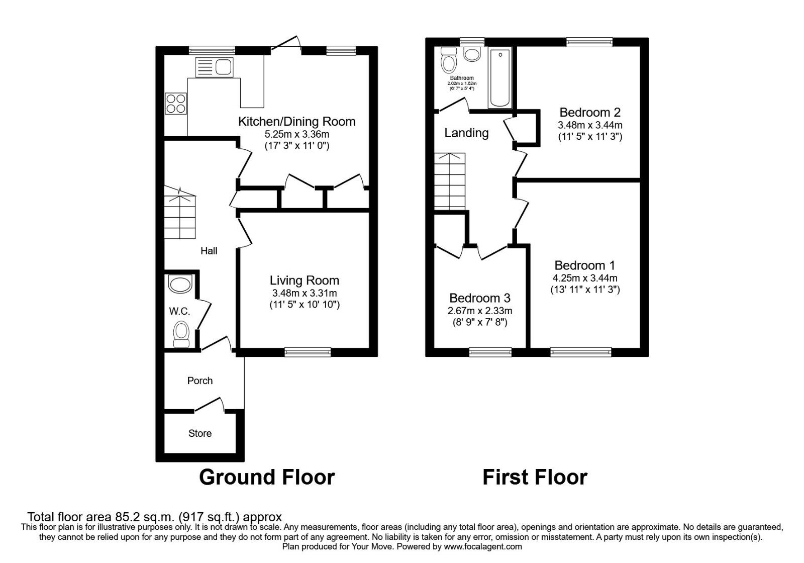 Floorplan of 3 bedroom End Terrace House to rent, Windermere, Faversham, ME13