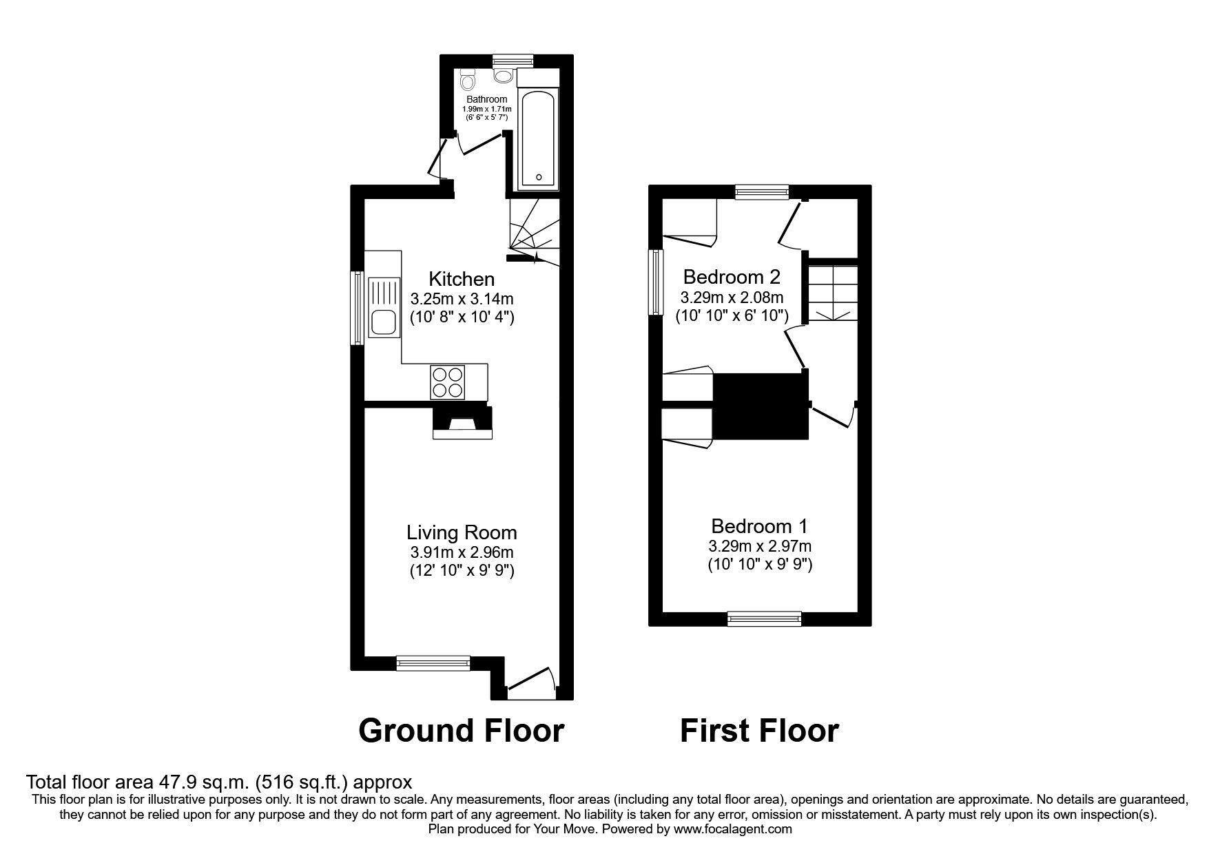 Floorplan of 2 bedroom End Terrace House to rent, Abbey Street, Faversham, Kent, ME13