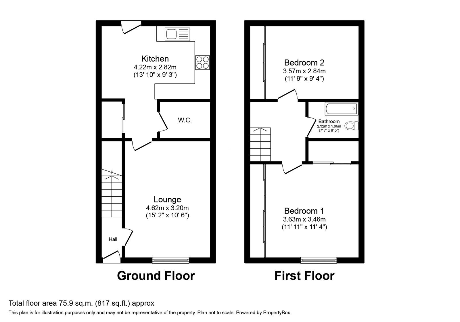 Floorplan of 2 bedroom  House to rent, Whiting Crescent, Faversham, Kent, ME13
