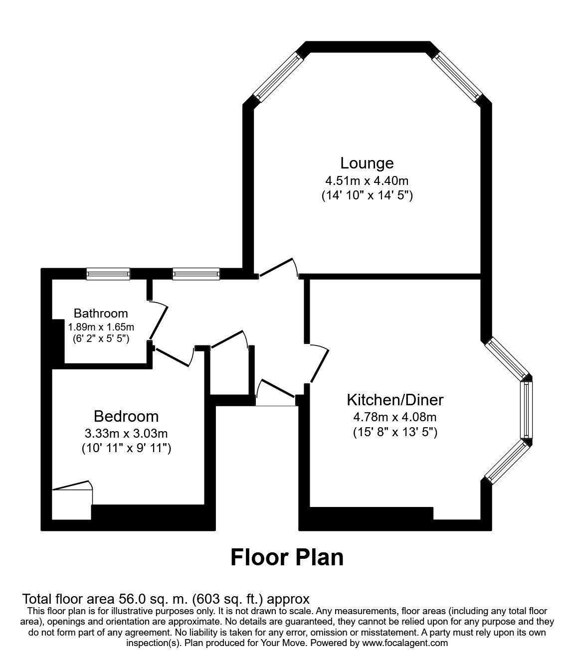 Floorplan of 1 bedroom Flat to rent, South Road, Faversham, Kent, ME13