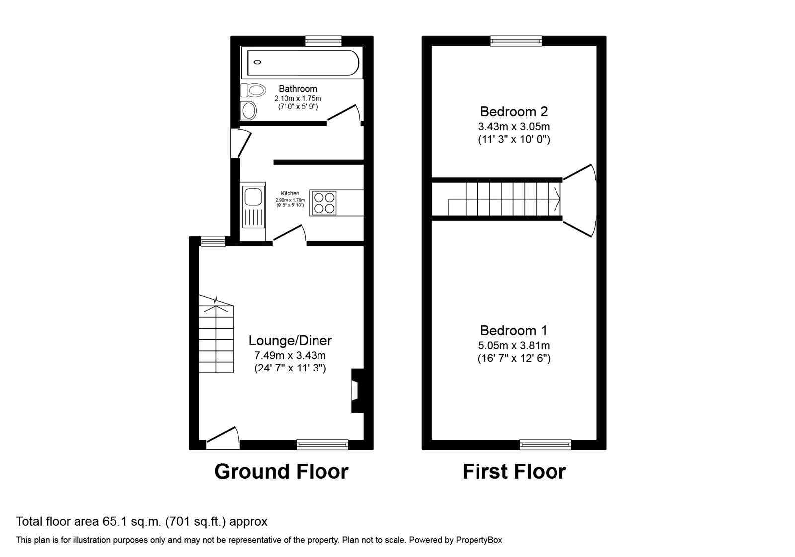 Floorplan of 2 bedroom Mid Terrace House to rent, Park Road, Faversham, Kent, ME13