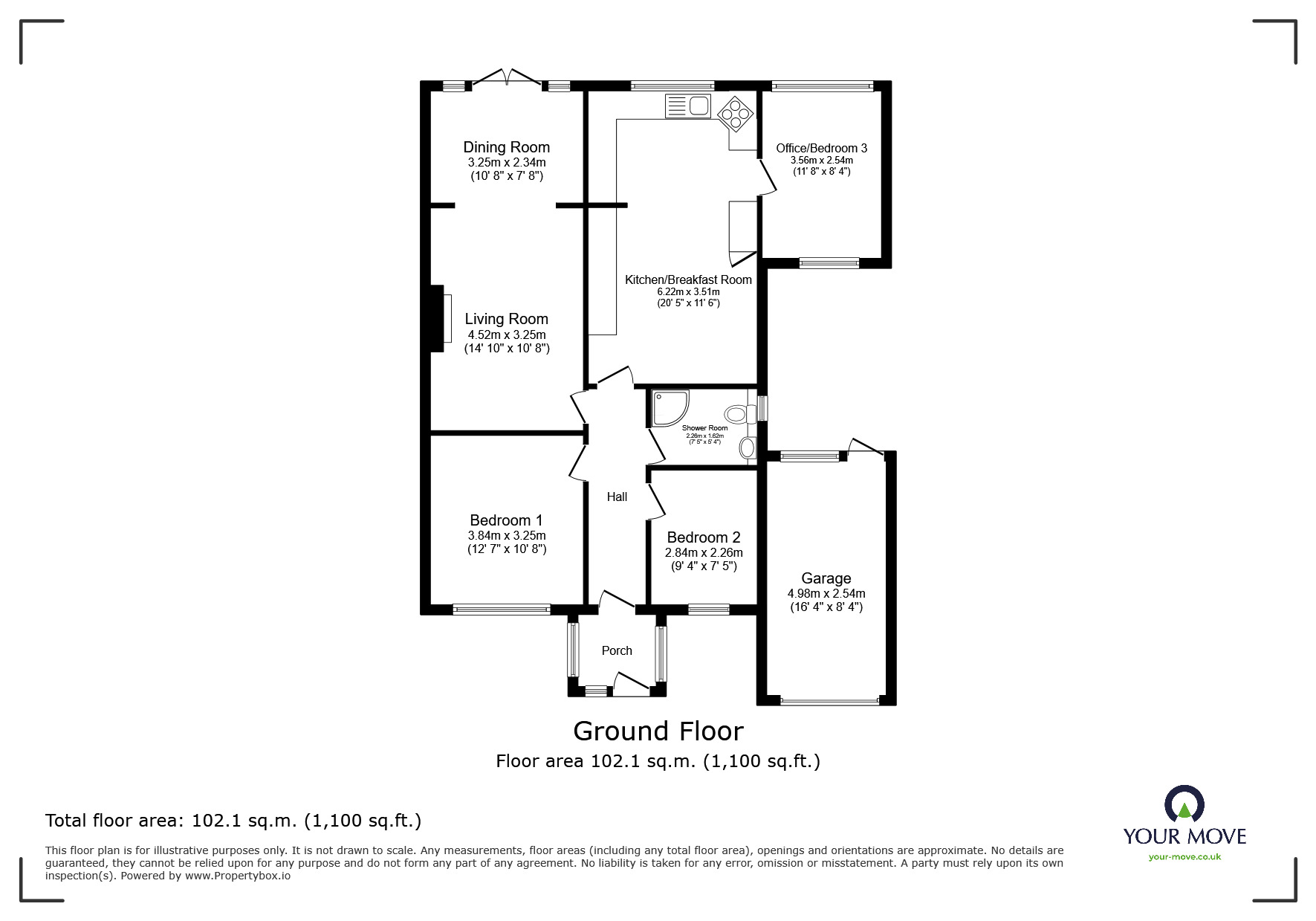 Floorplan of 3 bedroom Detached Bungalow for sale, The Knole, Faversham, Kent, ME13